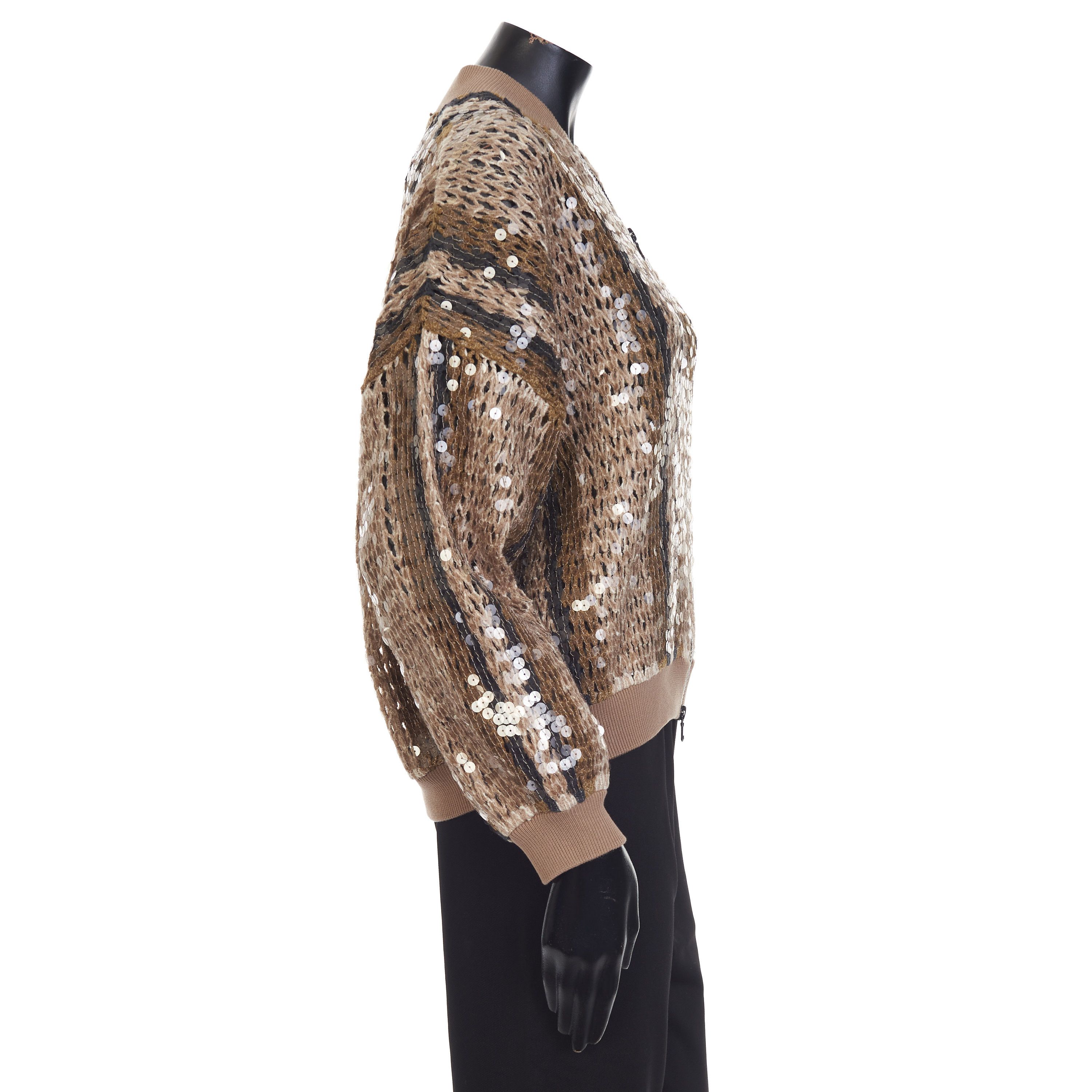 Brunello Cucinelli Stripe Embroidery Bomber Jacket - Jute & Cotton Size M / US 6-8 / IT 42-44 - 12 Thumbnail