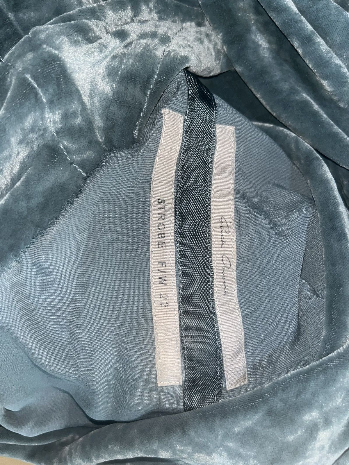 Rick Owens Strobe FW22 Teal Velour Drape Top Size S / US 4 / IT 40 - 3 Thumbnail