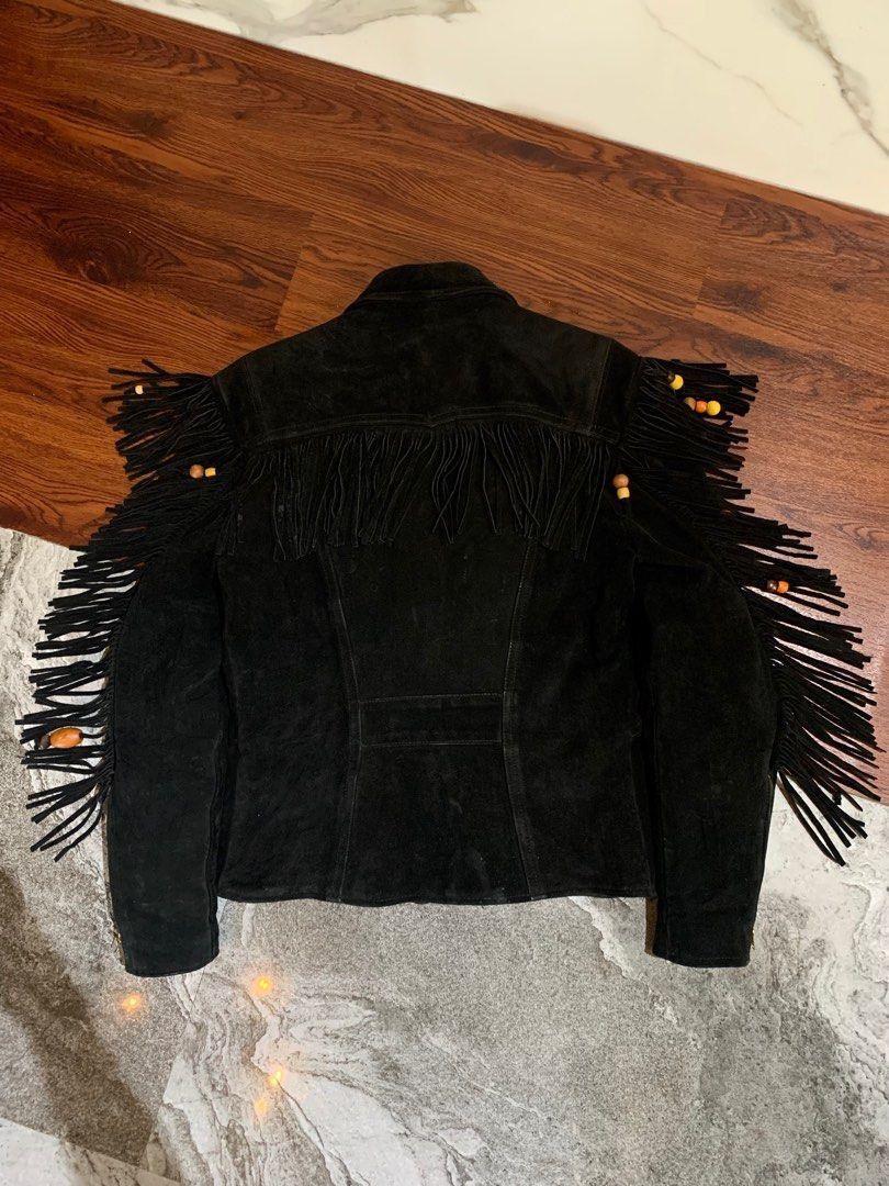 Japanese Brand 1990s Branded Garments - Ethnic Fringe Suede Leather Jacket Size US L / EU 52-54 / 3 - 3 Thumbnail
