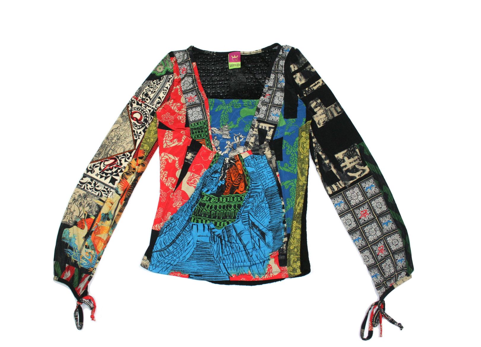 Vintage 00S Save The Queen Printed Stretch Y2K Blouse Size M / US 6-8 / IT 42-44 - 1 Thumbnail