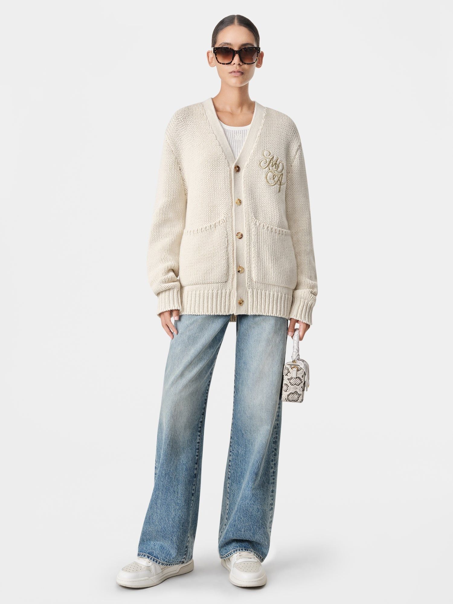 o1orln1025 MA Swirl Cardigan in Ivory