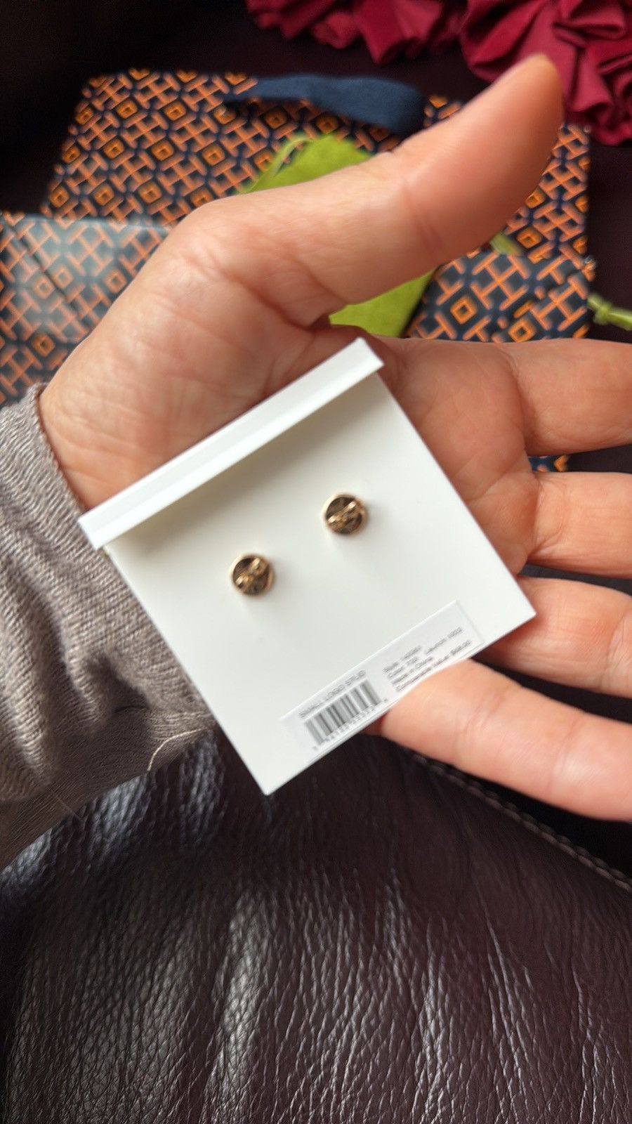Tory Burch Tory Burch Gold Logo Studs with dust bagtissue Shopping bag Size ONE SIZE - 3 Thumbnail