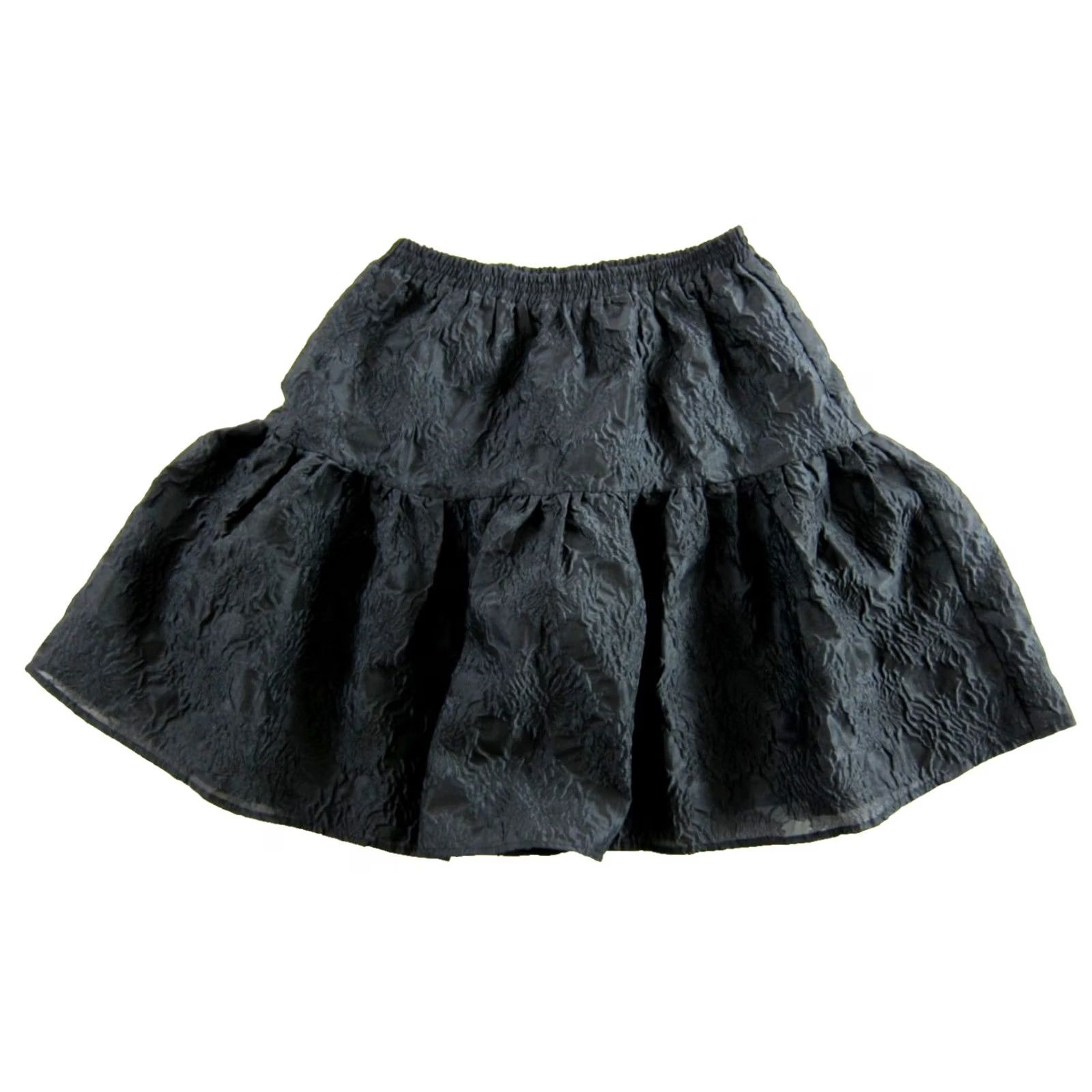 Vintage BARDOT Skirt A-Line Nylon Polyester Black 8/M Floral Jacquard Stretch Lined Elastic Waist Knee Length Vintage No NWT Size 30" / US 8 / IT 44 - 2 Thumbnail
