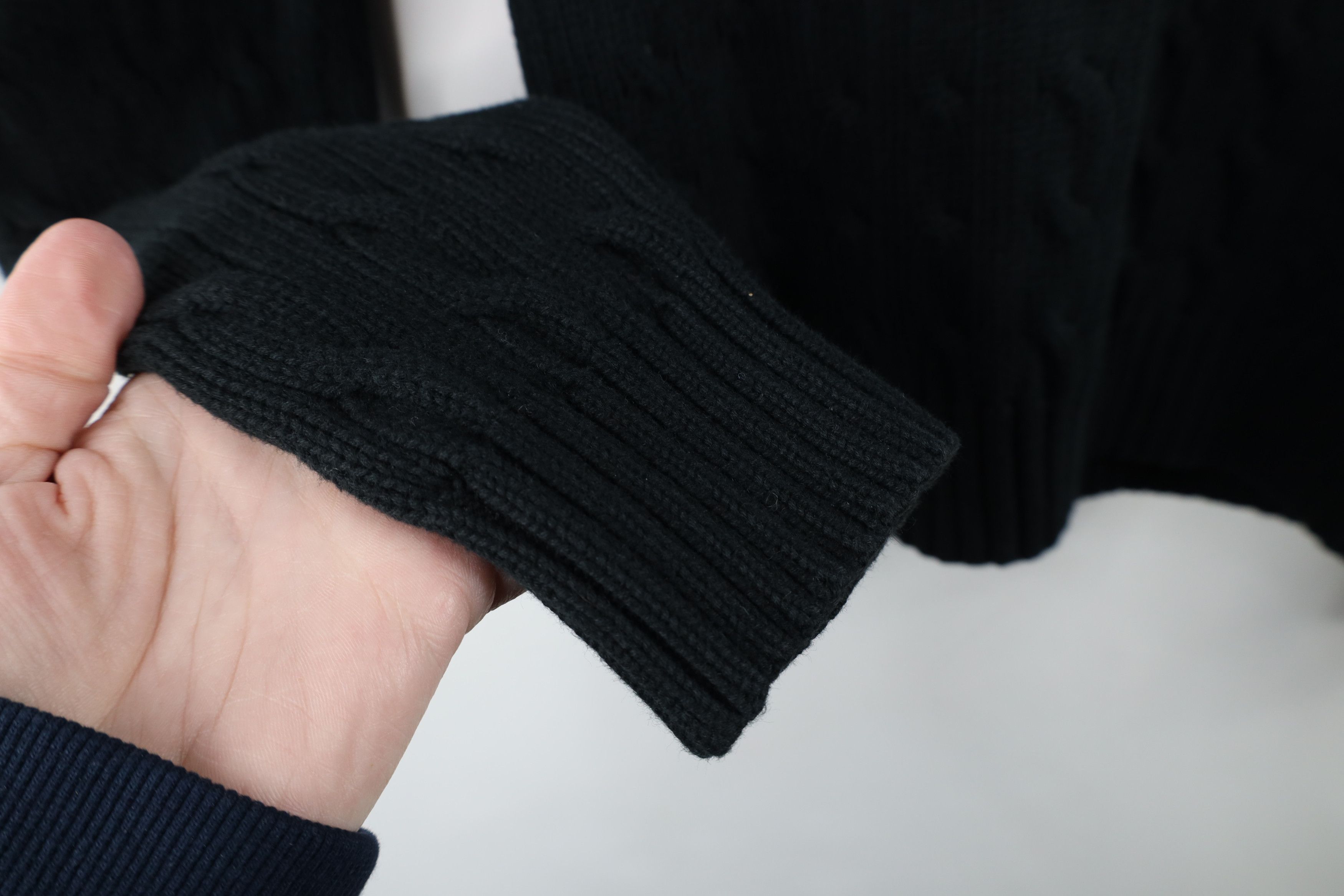 Ralph Lauren × Vintage Vintage 90s Ralph Lauren Cable Knit V-Neck Sweater Black Size L / US 10 / IT 46 - 5 Thumbnail