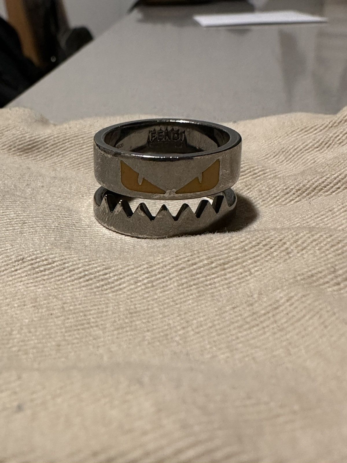 Fendi enamelled bag bugs ring hotsell