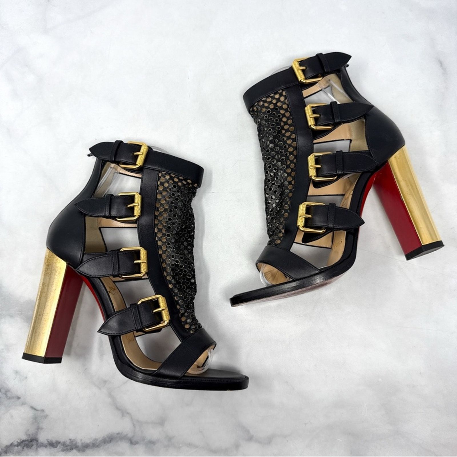 Christian Louboutin Christian Louboutin Fencing Leather Gladiator Bootie Heels Size US 4.5 / IT 34.5 - 1 Thumbnail