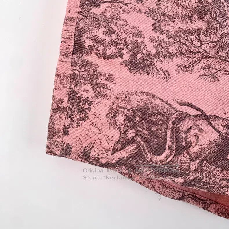 Dior Dior 23 Pink Animal Jungle Printed Cotton Denim Shorts Size 42" / US 20 - 4 Thumbnail