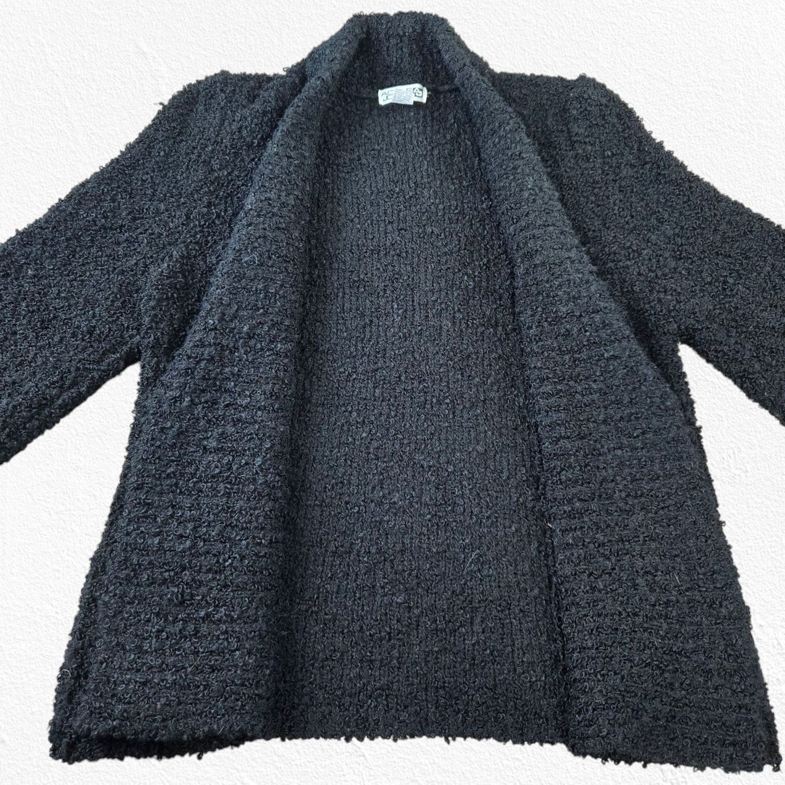 Vintage 80s Black Boucle Knit Cardigan Wool Blend Jacket Size Small Size S / US 4 / IT 40 - 6 Thumbnail