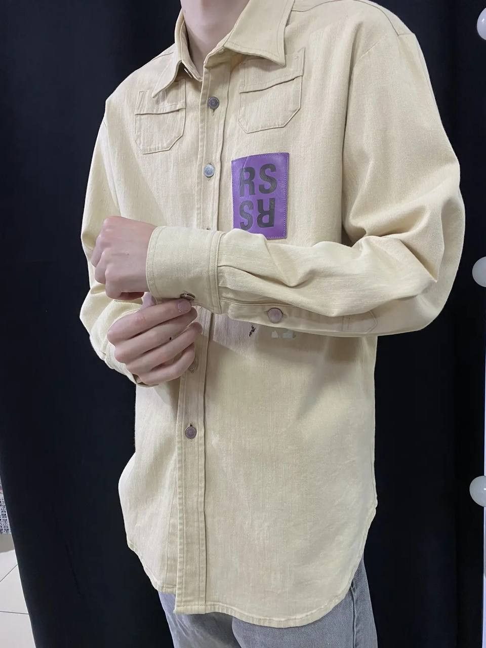 Designer × Raf Simons × Vintage Vintage Raf Simons 15SS Two Pocket RS Walker Patch Shirt Size US L / EU 52-54 / 3 - 2 Thumbnail
