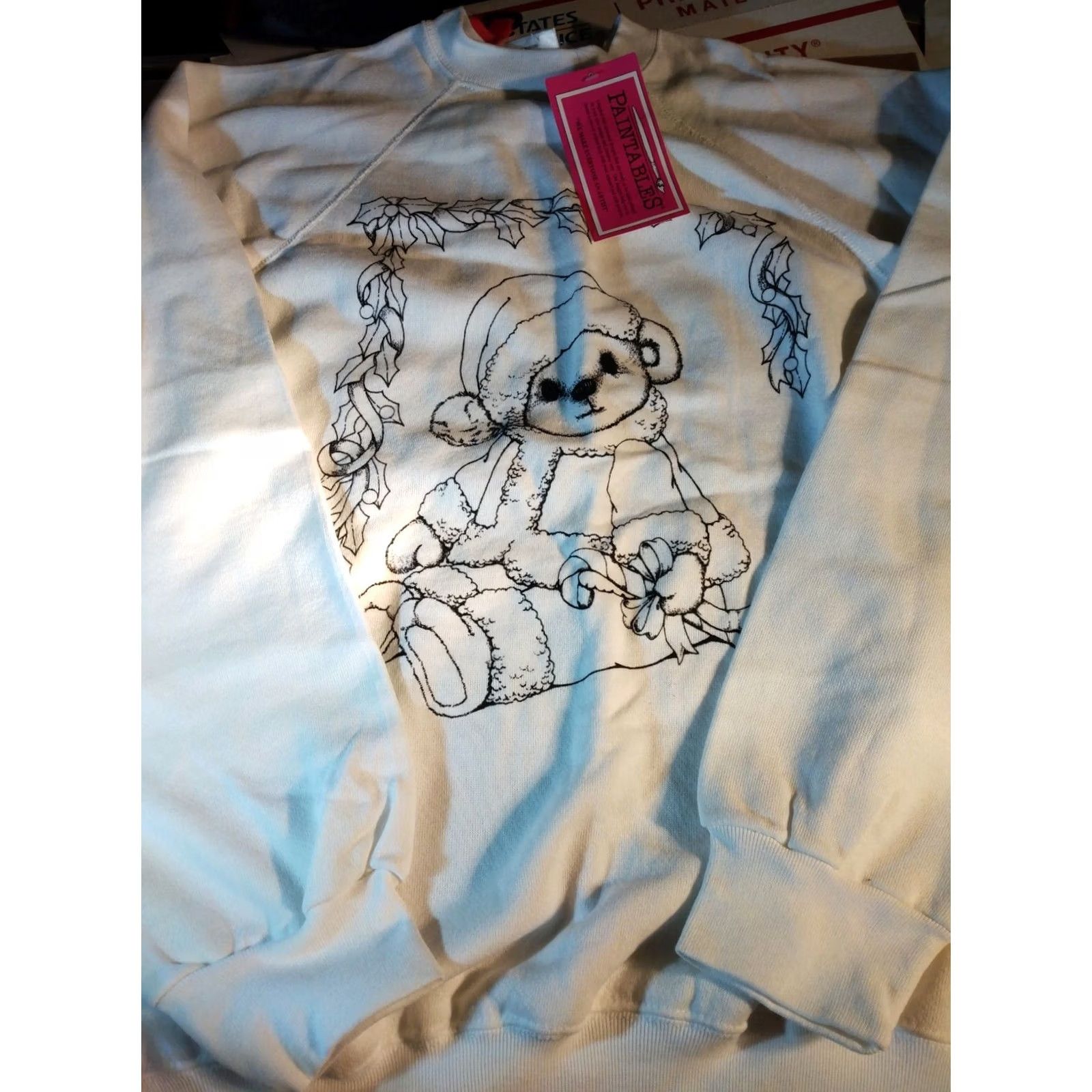 Tultex Tultex XL Sweatshirt 50/50 Paintables Pullover White Xmas themed Men Shirt Pullover Sweatshirt XL White 44" Chest Mens Size US XL / EU 56 / 4 - 3 Thumbnail