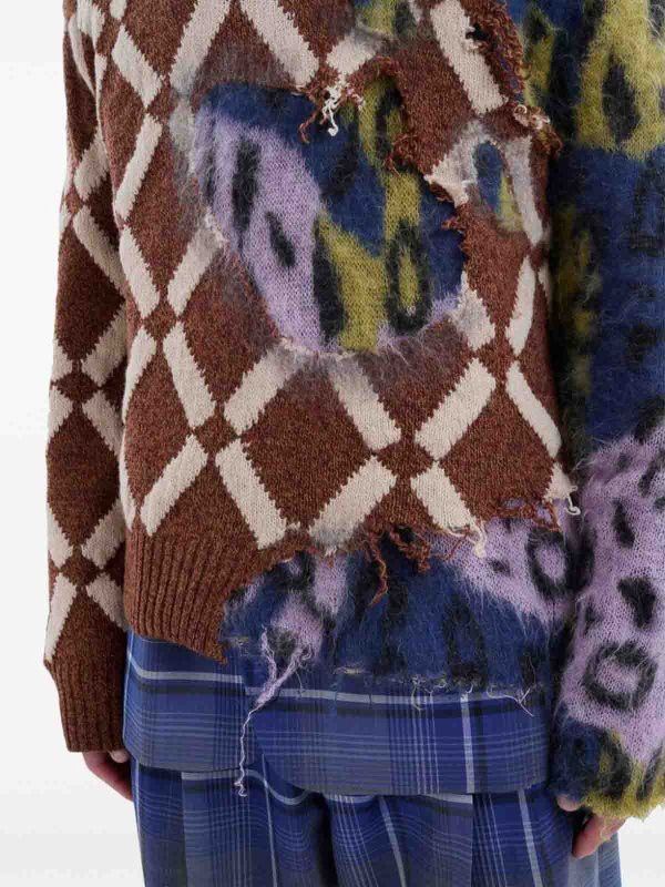 Marni o1w1db11125 Distressed Effect Color Block Jumper in Brown Size US S / EU 44-46 / 1 - 6 Thumbnail