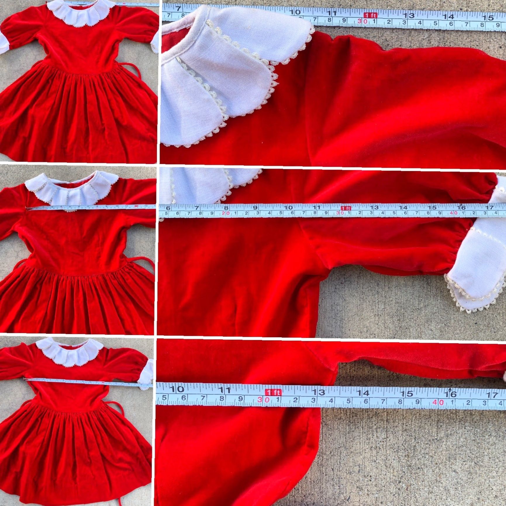 Velvet Vintage Cater Frock New Braunfels, Tex Dress Red Velvet W/ White 6 Dress Girls Slim? Size ONE SIZE - 7 Thumbnail