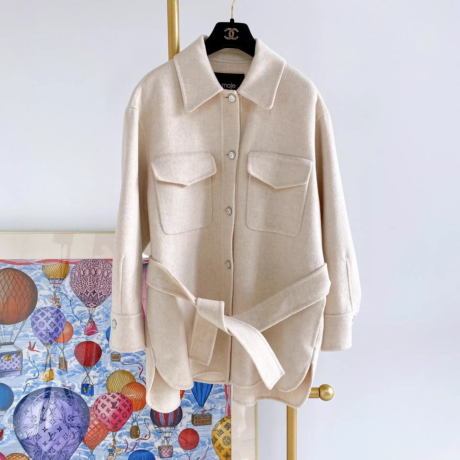 Maje Maje Beige Wool Coat US 0 Size XS / US 0-2 / IT 36-38 - 1 Thumbnail