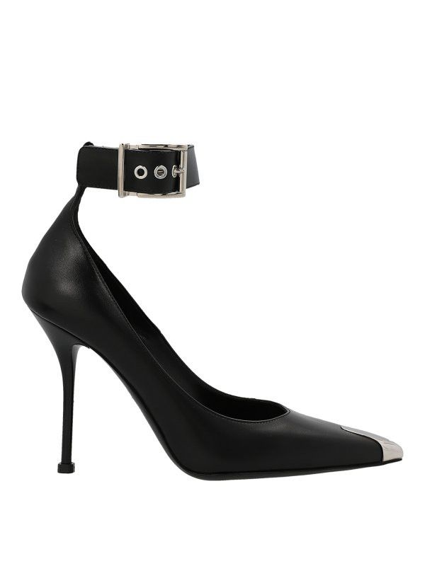 Alexander McQueen o1w1db10925 Punk Ankle Strap Pump in Black Size US 6 / IT 36 - 1 Thumbnail