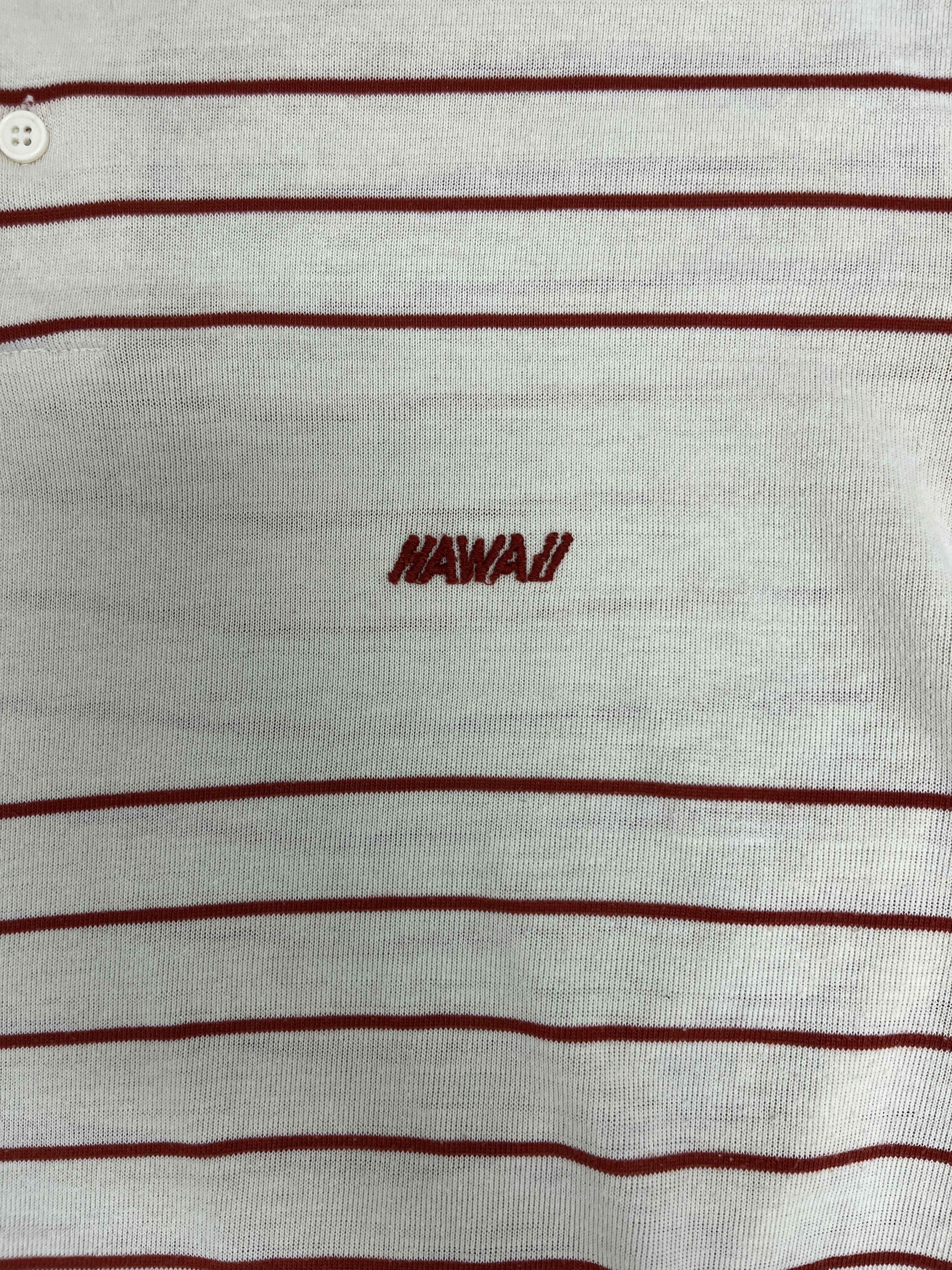 Vintage Hawaii Embroidered Vintage Beige Striped Collared Shirt Size US XL / EU 56 / 4 - 2 Thumbnail