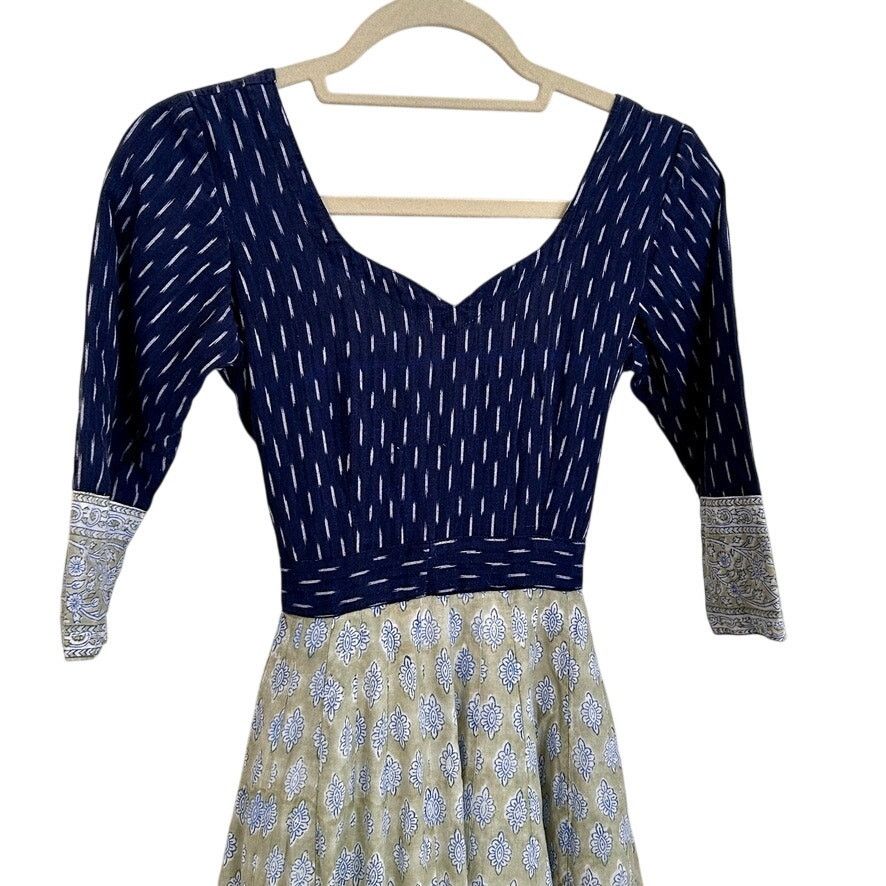 Vintage Vintage Block Print Cotton Maxi Dress – Artisan Handcrafted Size S / US 4 / IT 40 - 3 Thumbnail