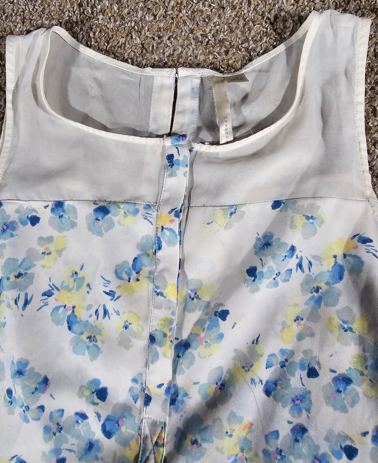 Other LC Lauren Conrad Medium White Blue Sleeveless Blouse Size M / US 6-8 / IT 42-44 - 2 Thumbnail