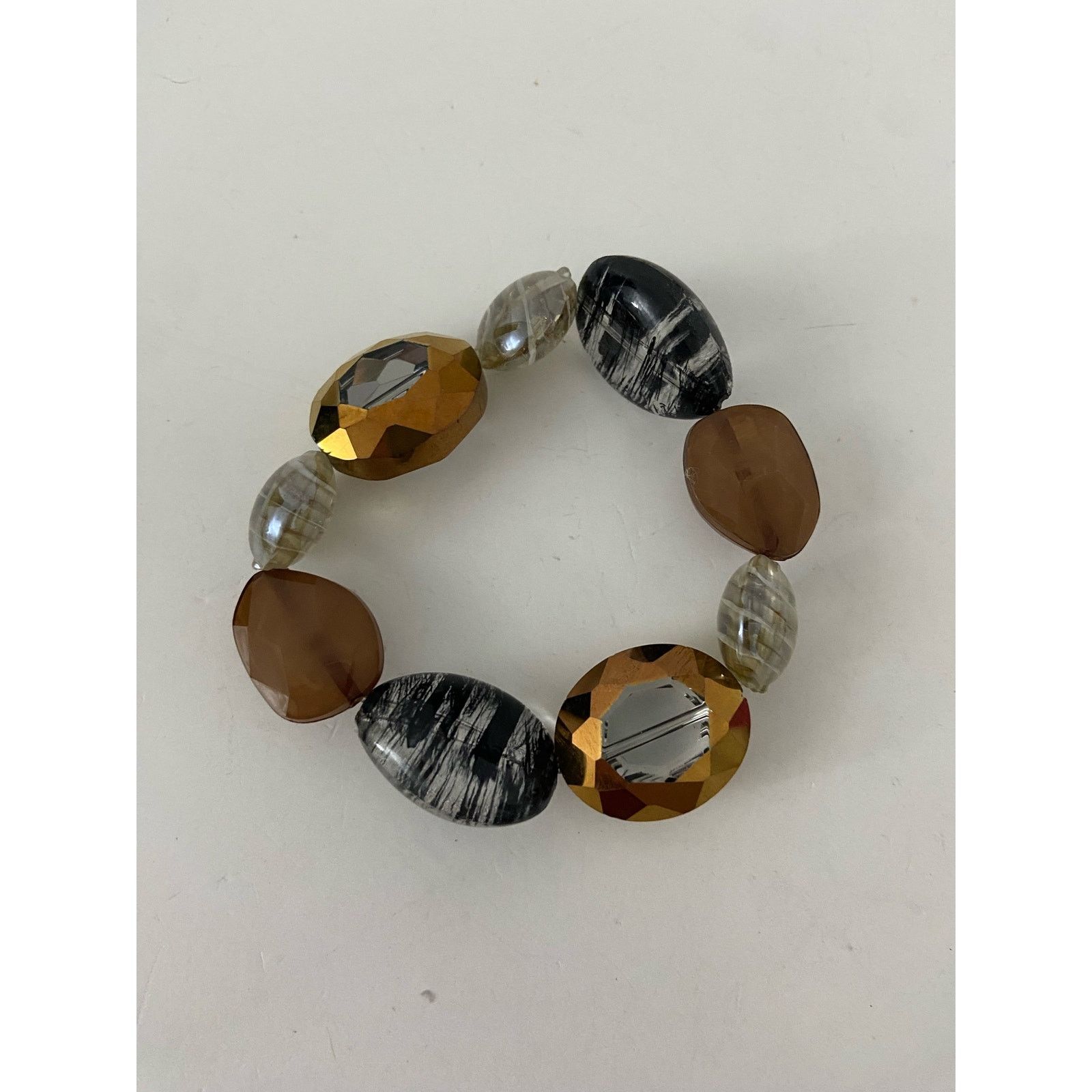 Handmade Clear bronze black glass bead bracelet Size ONE SIZE - 3 Thumbnail