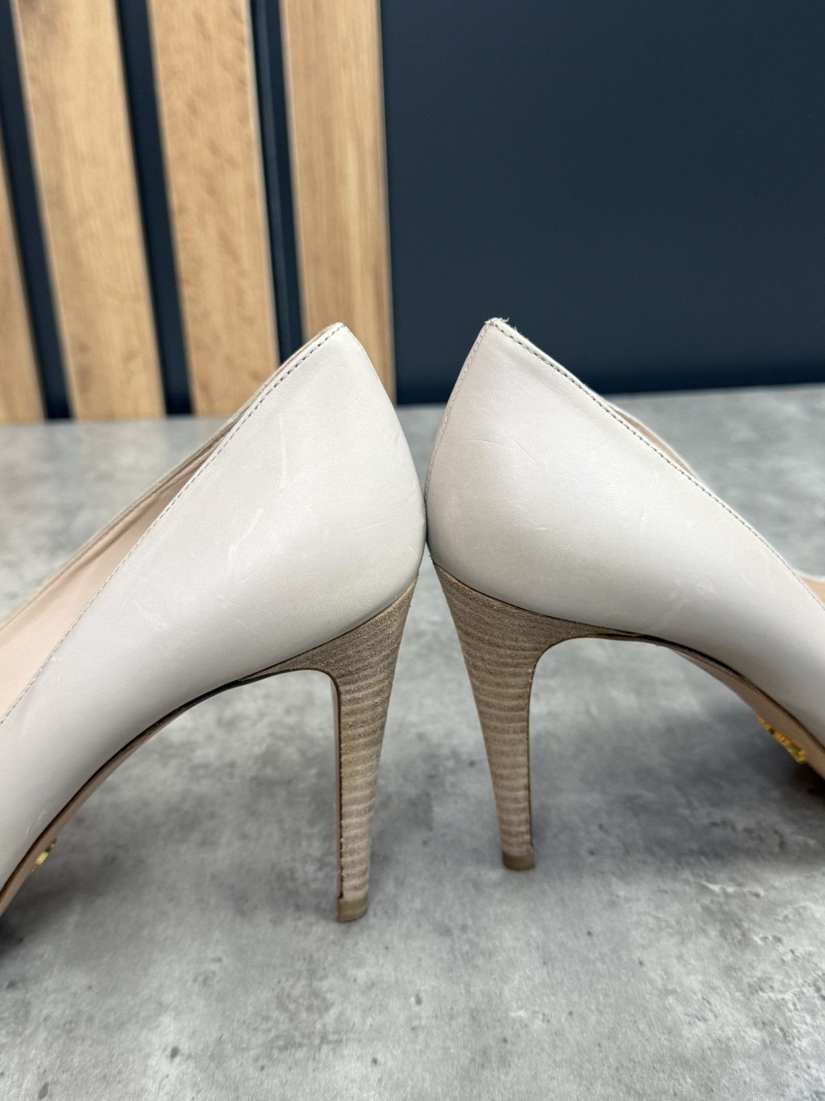 Prada Prada Beige Leather Platform Heels Pumps Size 37 1/2 Size US 7.5 / IT 37.5 - 10 Thumbnail