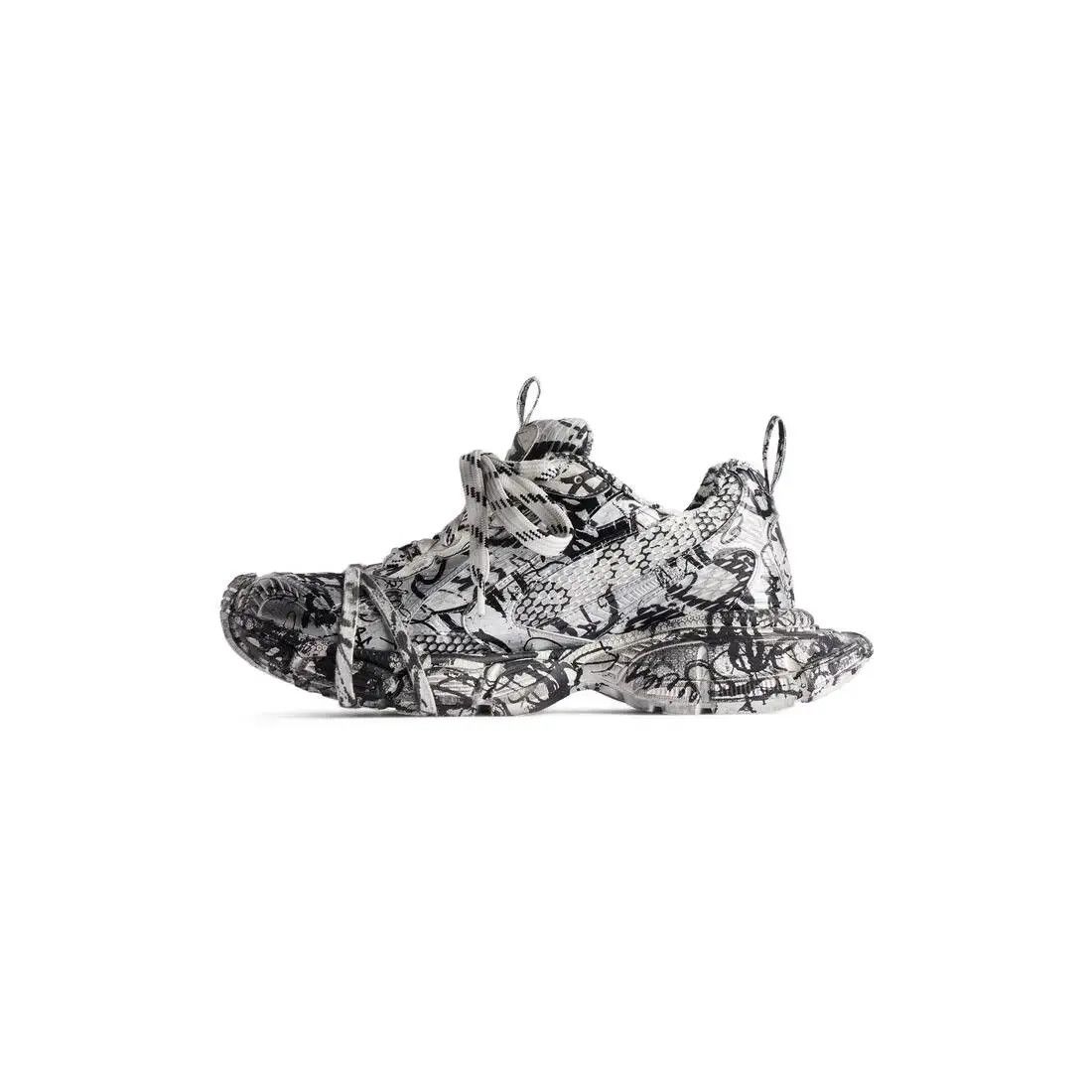 Balenciaga o1bcso1str0426 3XL Extreme Graffiti Sneakers in Black/White Size US 10 / IT 40 - 4 Thumbnail