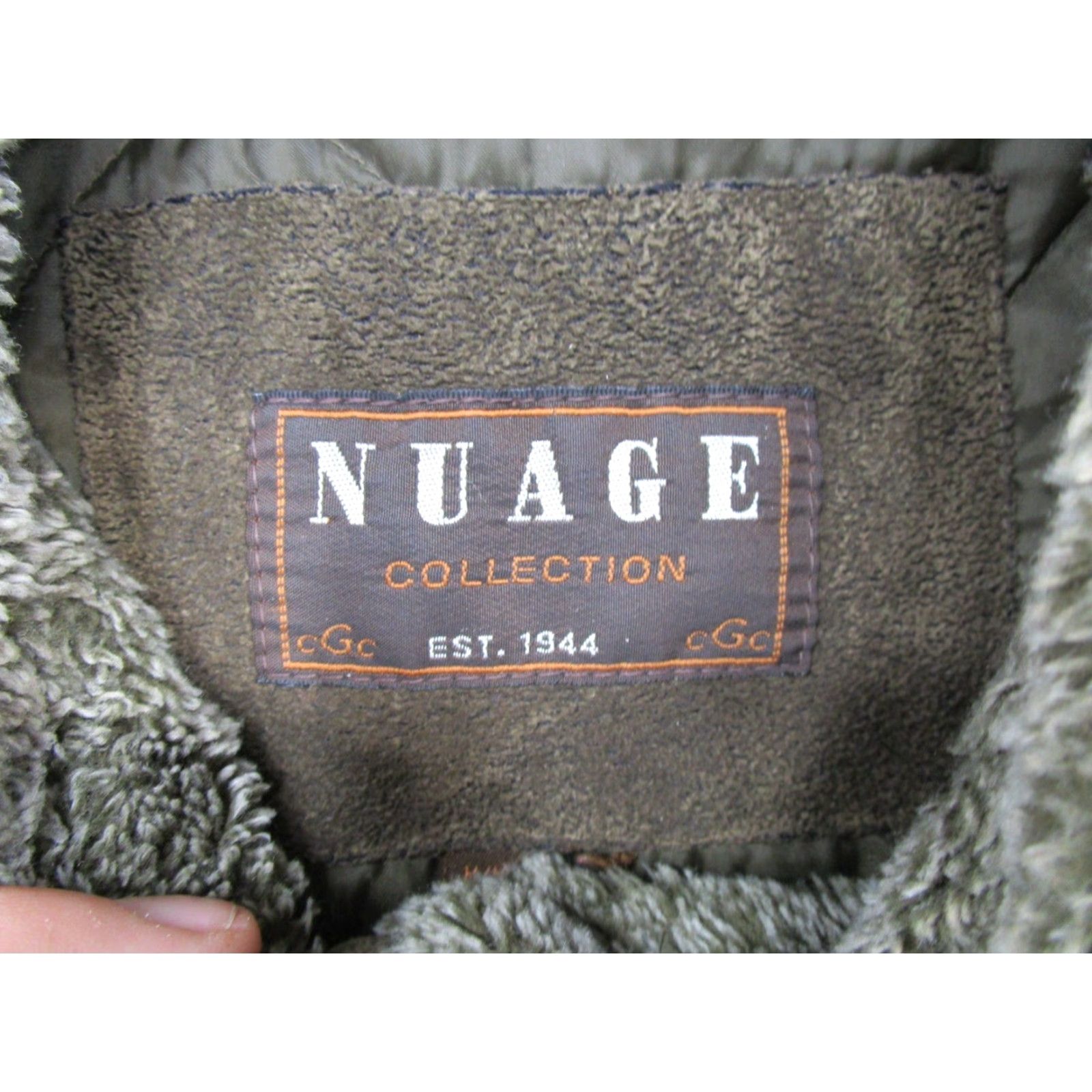 Vintage Nuage Collection Women's Green Long Sleeve Jacket Button Front Suede Feel Size M Pockets Casual Winter Outdoor Regular Fit Size M / US 6-8 / IT 42-44 - 2 Thumbnail