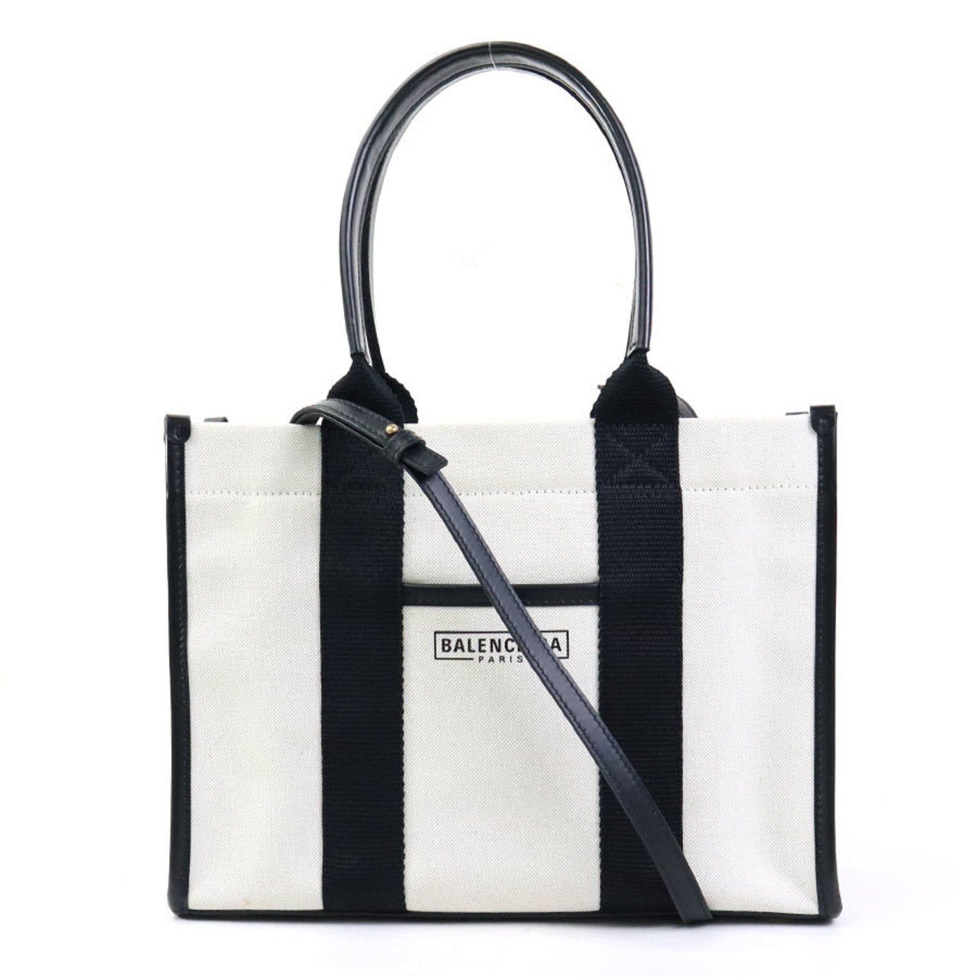 Balenciaga BALENCIAGA Handbag Shoulder Bag Canvas Leather Ivory x Black Women's 671402 h31293a Size ONE SIZE - 1 Thumbnail