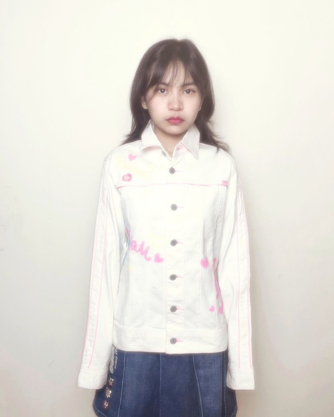 Japanese Brand Mezzo Piano Sweet Graphic Denim Jacket Size S / US 4 / IT 40 - 1 Thumbnail