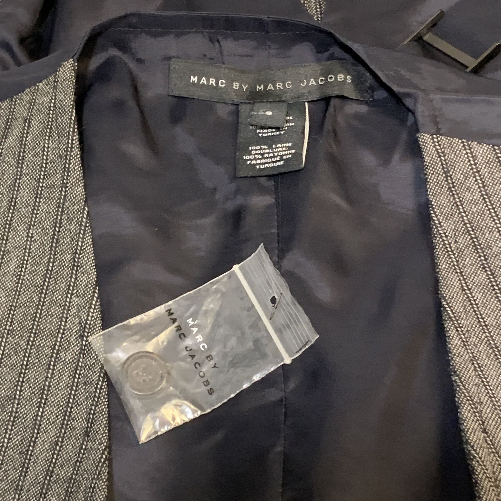 Marc by Marc Jacobs Size S Gray Stripe Wool Buttoned Vest (Indoor) Size 36R - 6 Thumbnail