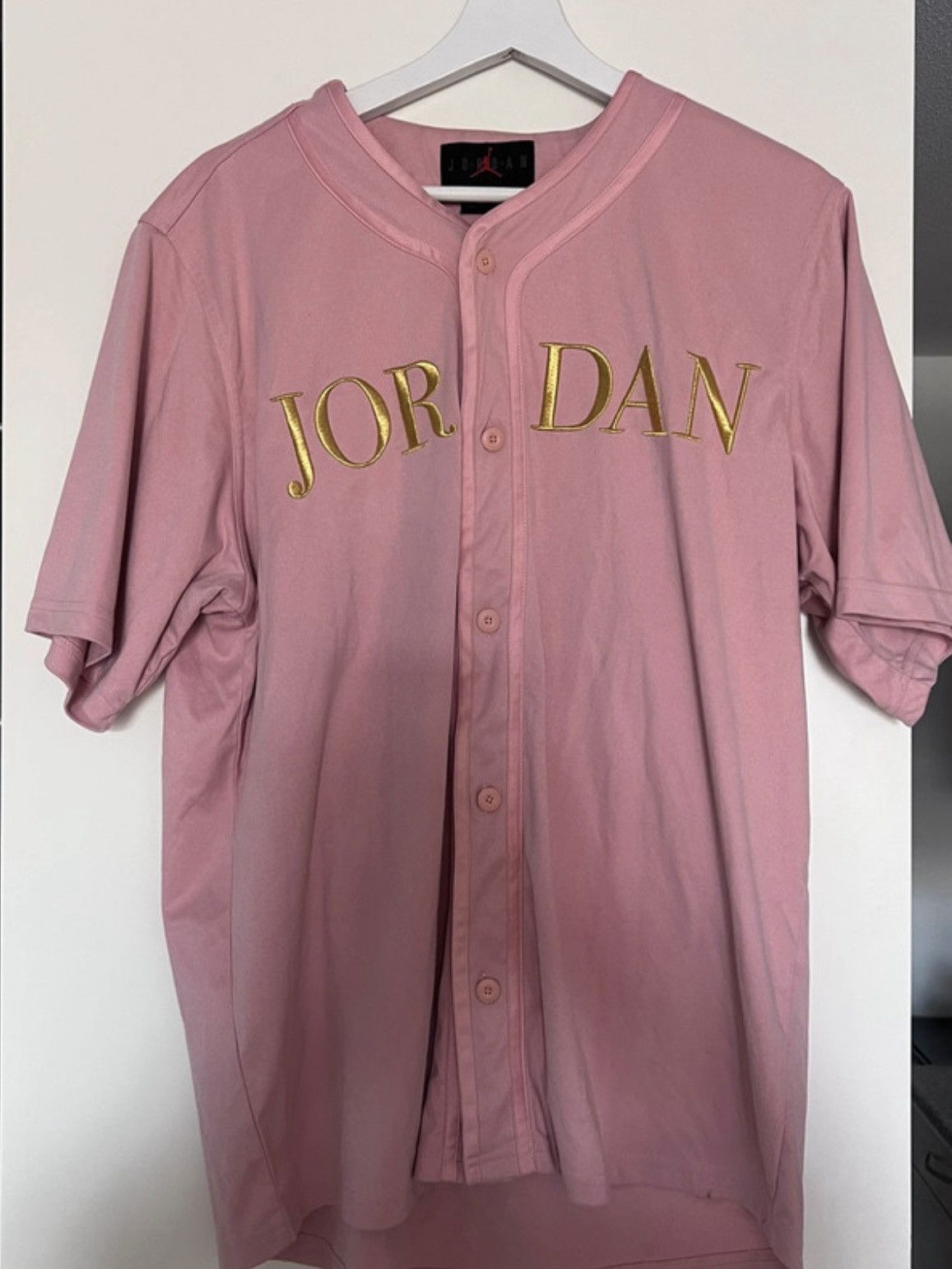 Pink Suede Jordan Baseball Jersey