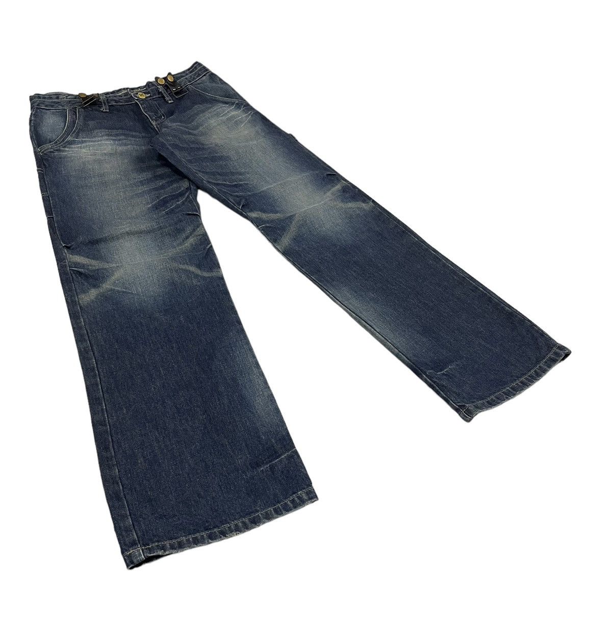 PPFM Vintage PPFM Double Waist Carpenter Jeans Leather Buckles Size US 33 - 5 Thumbnail