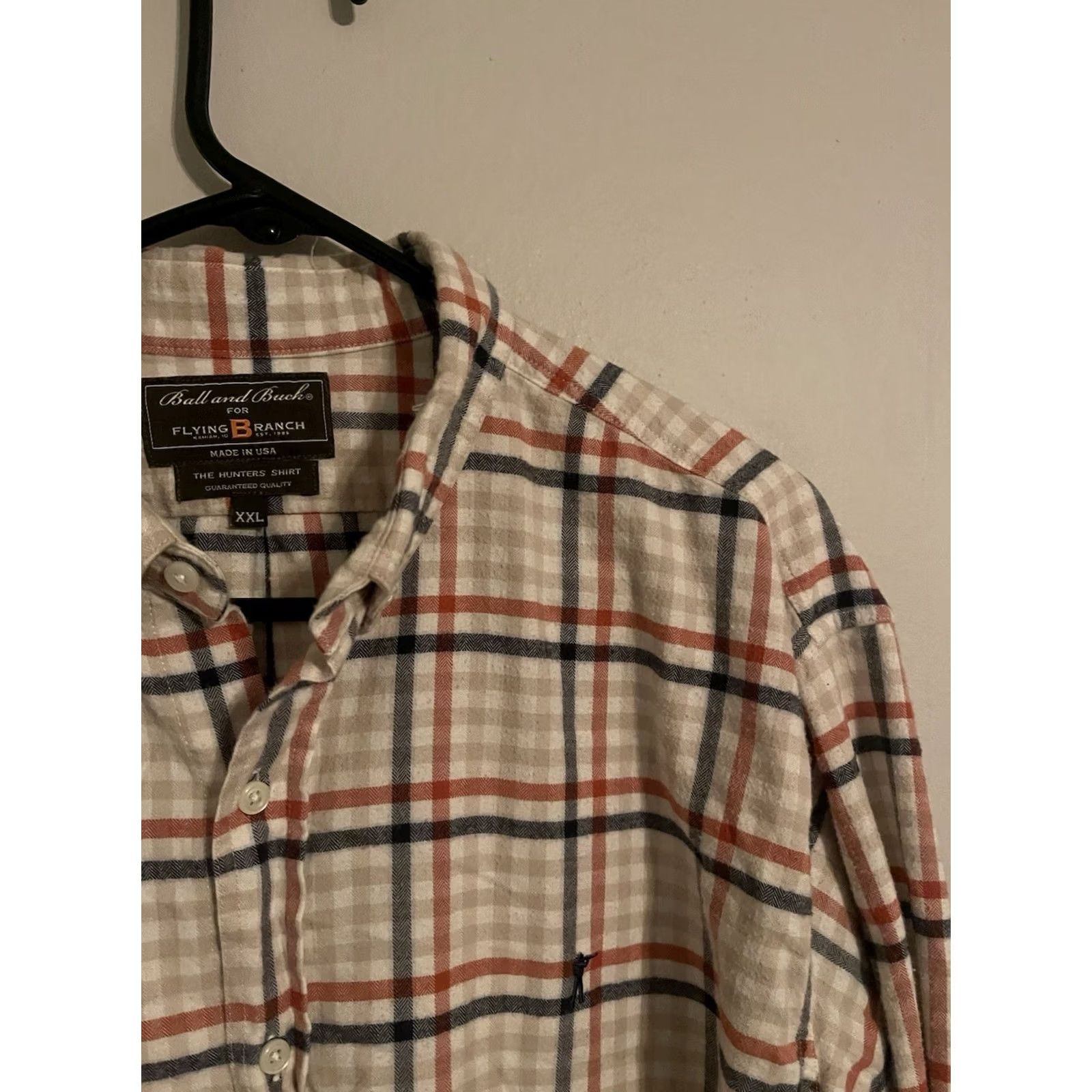 Hunter Ball and Buck Flying B Ranch USA Plaid The Hunters Shirt Light Flannel Men's 2XL Size US XXL / EU 58 / 5 - 2 Thumbnail