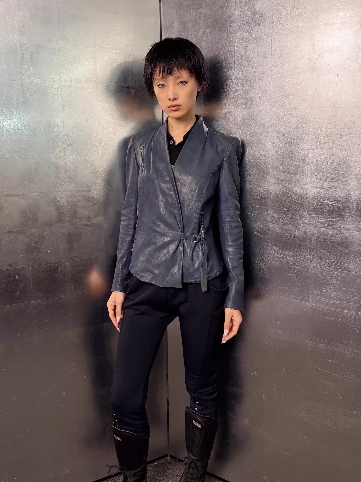 Helmut Lang Helmut Lang Graphite Blue Industrial Leather Jacket S Size S / US 4 / IT 40 - 3 Thumbnail