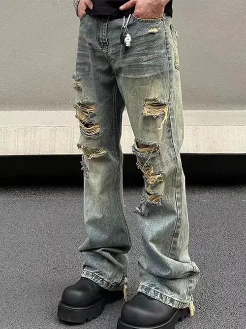 Jean Washed and ripped street hip-hop baggy jeans Size US 33 - 1 Thumbnail