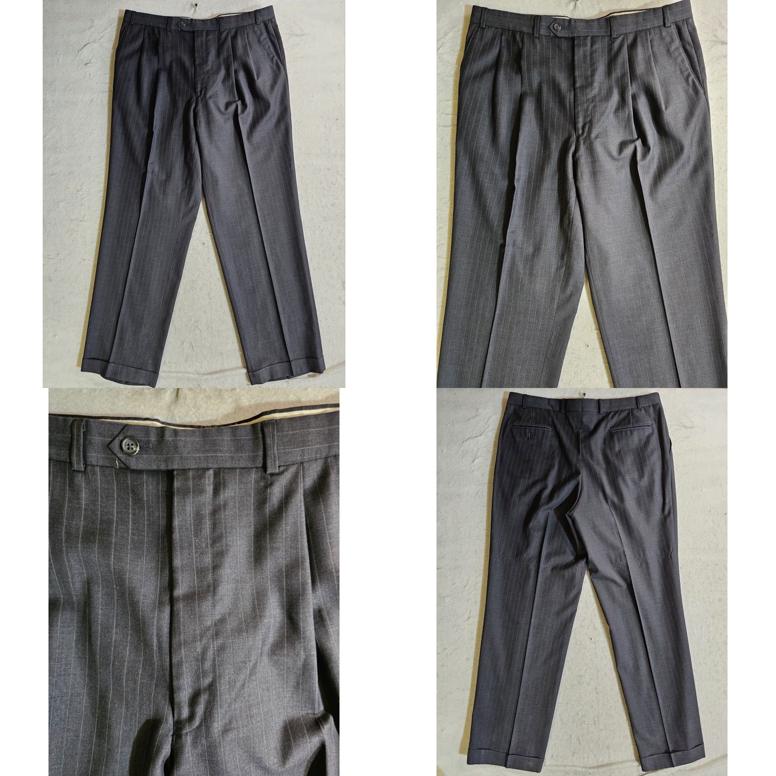 Ralph Lauren VINTAGE Lauren By RALPH LAUREN 100% Wool Grey Pin Striped 2pc Suit Mens 44 Long 38x32 Pants Size 44R - 8 Thumbnail