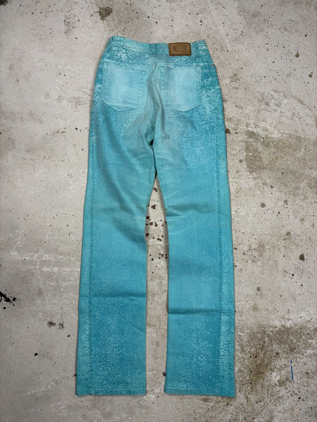 Roberto Cavalli Vintage 90s Roberto Cavalli Jeans Blue Fish Scale Denim Pant Size 28" / US 6 / IT 42 - 2 Thumbnail