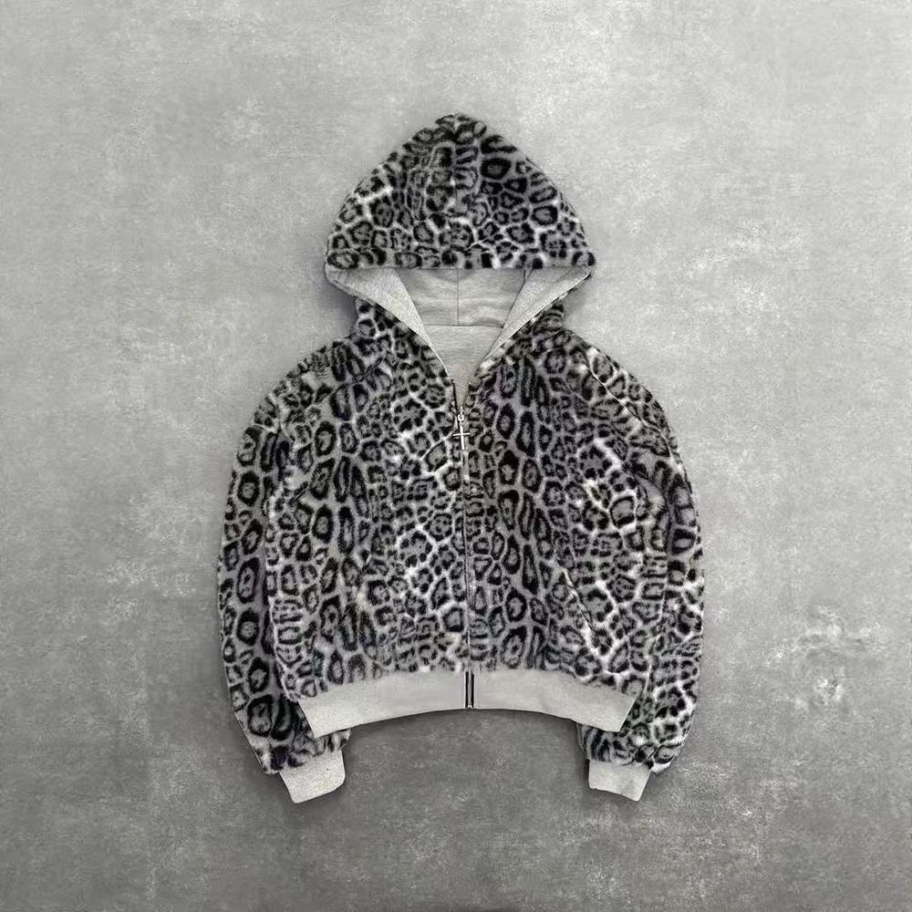 Vintage Pre-Owned Reversible Leopard Faux Fur Zip-Up Hoodie Size US L / EU 52-54 / 3 - 1 Thumbnail