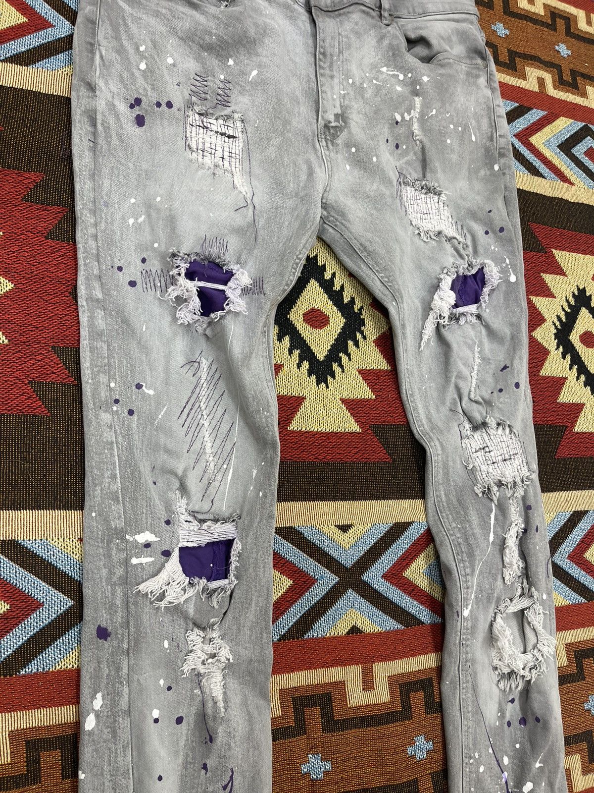 Designer Y2K FWRD DENIM PAINT SPLASH JEANS Size US 40 / EU 56 - 2 Thumbnail