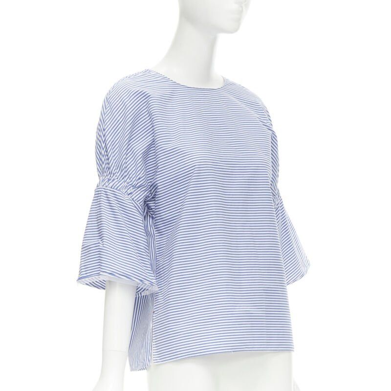 Tibi TIBI blue white striped cotton bell sleeves flared back top XS Size XS / US 0-2 / IT 36-38 - 1 Thumbnail