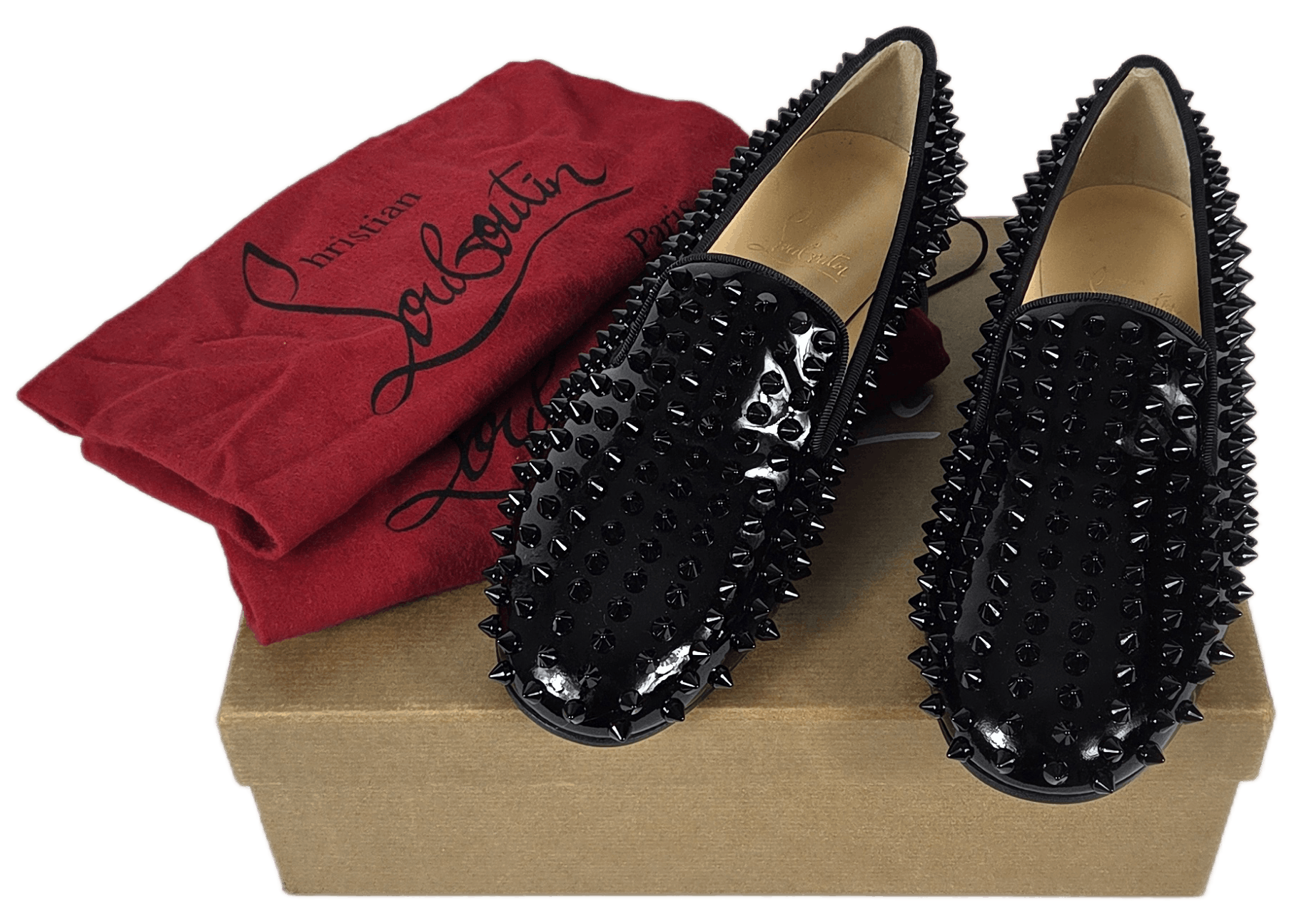 Christian Louboutin Rolling Spikes Flat Patent Calf/GG Flat loafers slip on Size US 6 / IT 36 - 6 Thumbnail