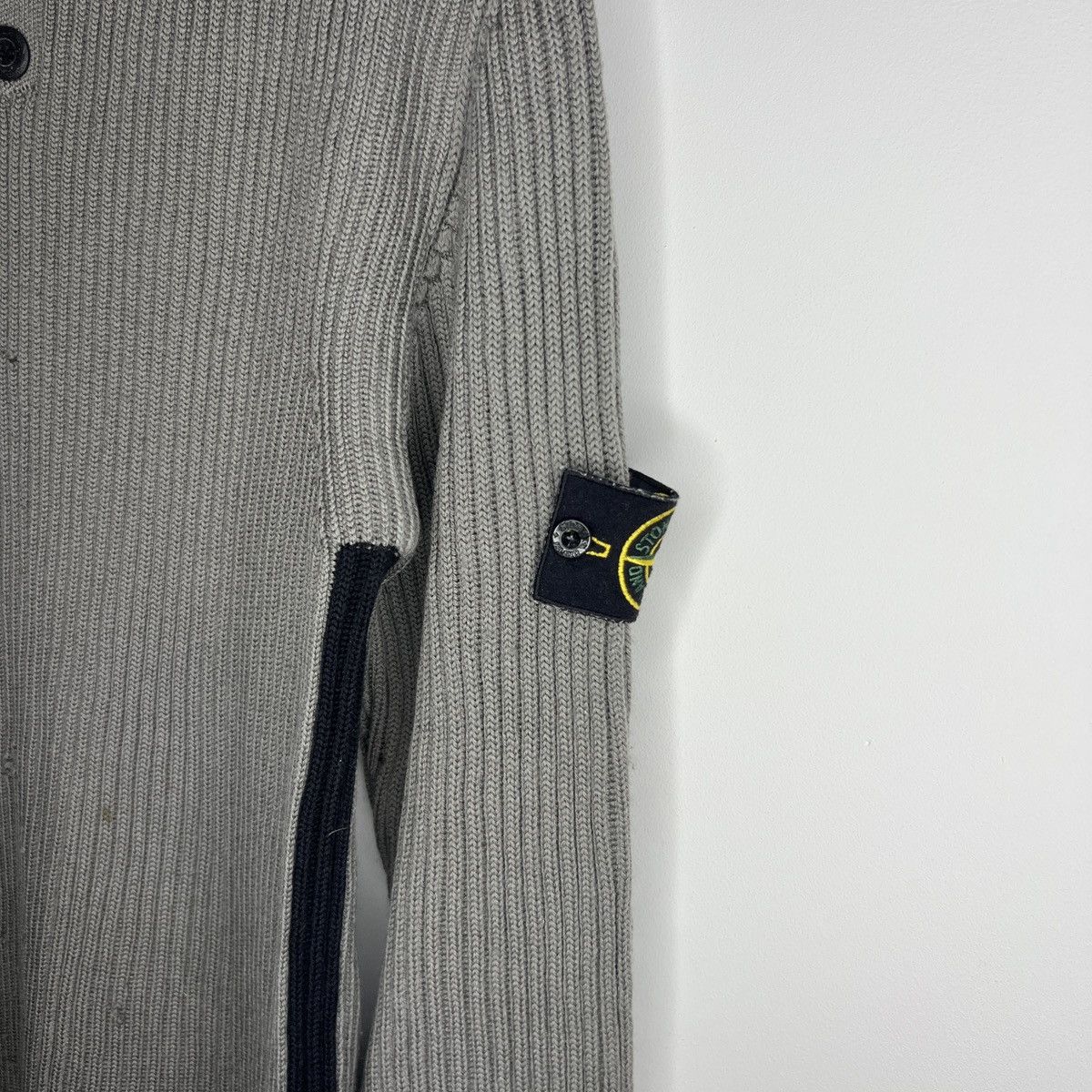Stone Island × Vintage Vintage Stone Island Sweater Jumper Knitwear Wool Grey Rib Size US L / EU 52-54 / 3 - 4 Thumbnail