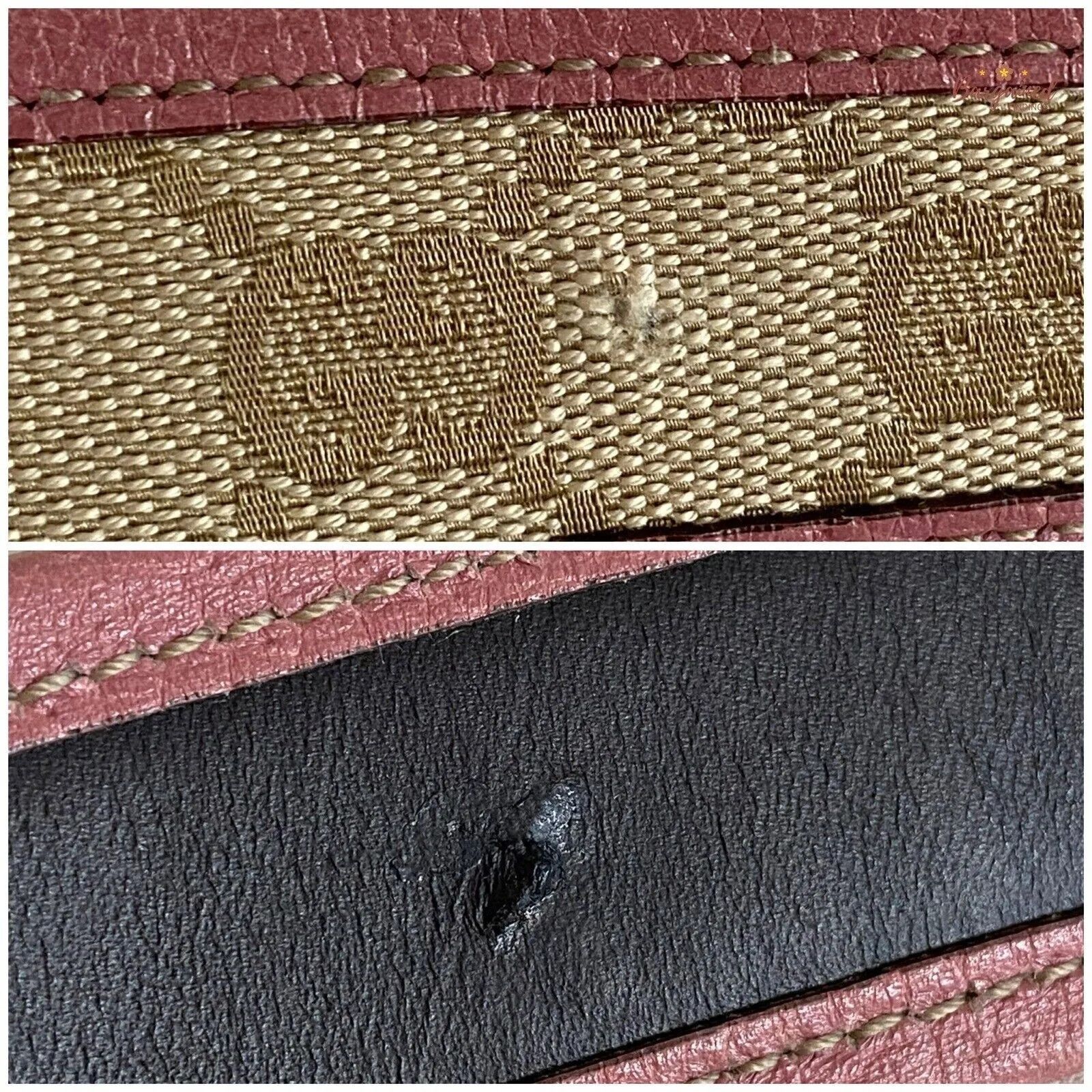 Gucci Gucci Pink Monogram Canvas Leather Gold Chain Buckle Belt Size ONE SIZE - 10 Thumbnail