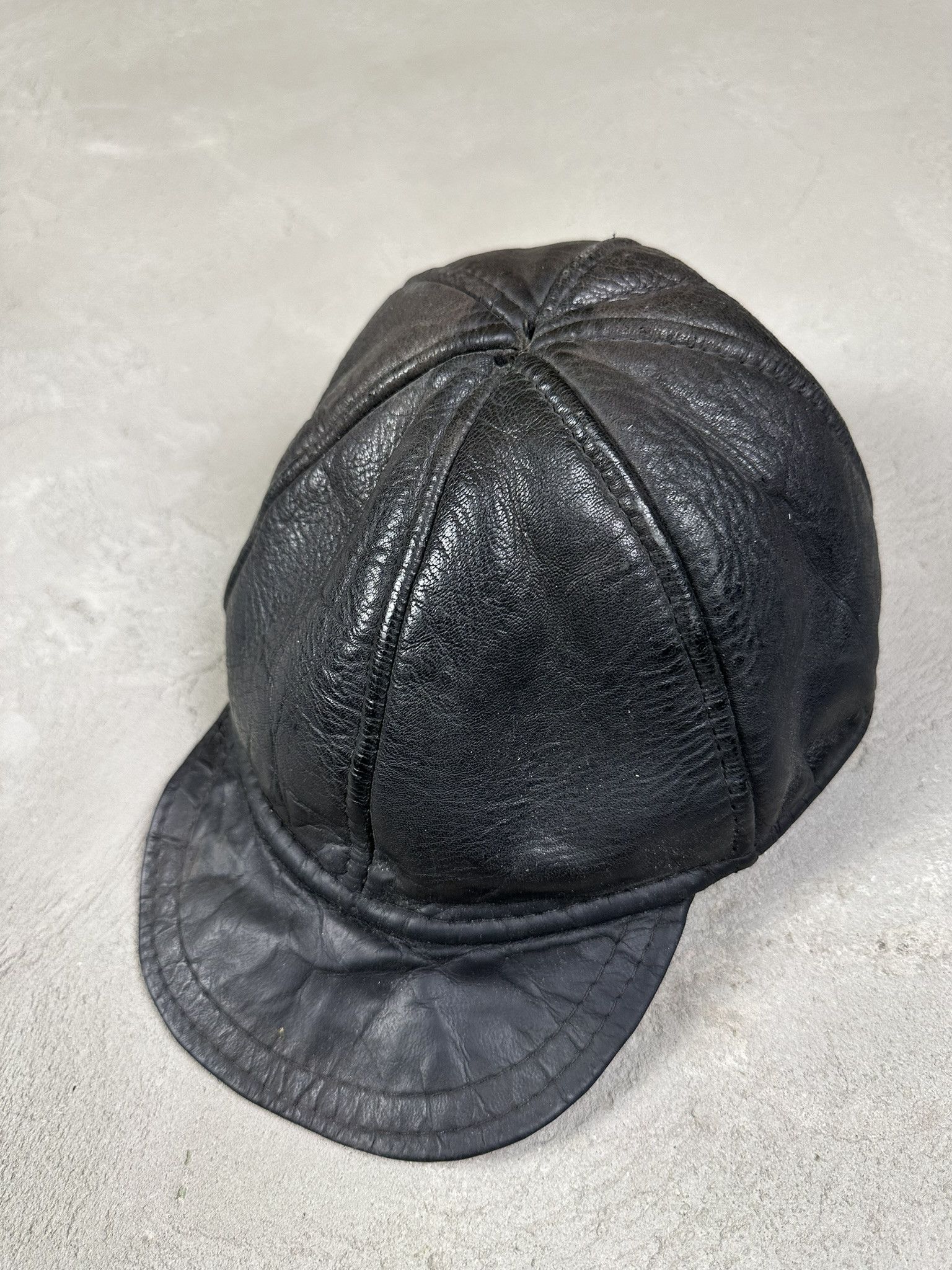 Genuine Leather 80s Vintage Leather Kanye Style Cap Size ONE SIZE - 2 Thumbnail
