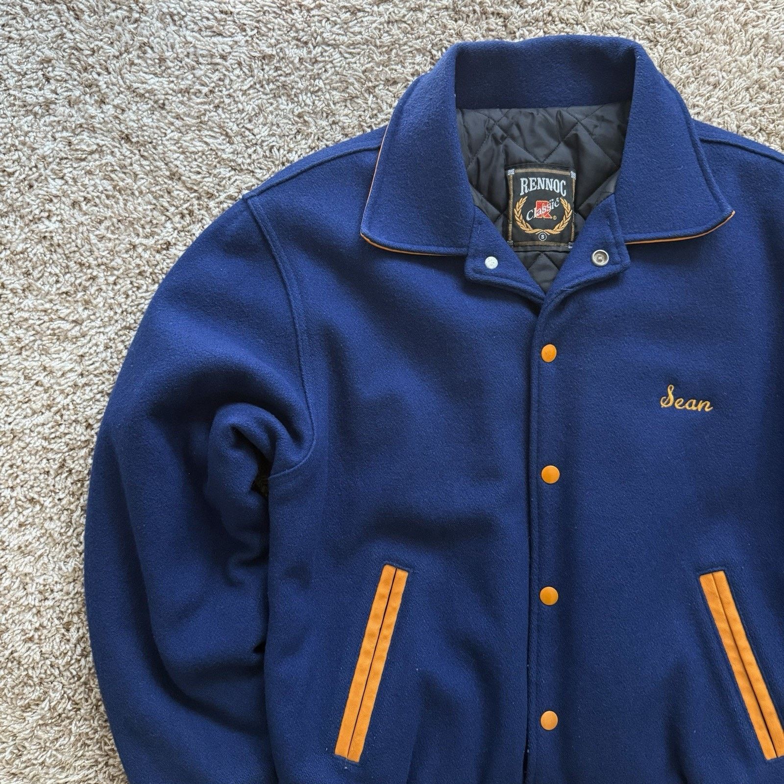Rennoc × Vintage Vintage Rennoc Blue Yellow Wool Varsity Jacket Wrestling Size US S / EU 44-46 / 1 - 4 Thumbnail