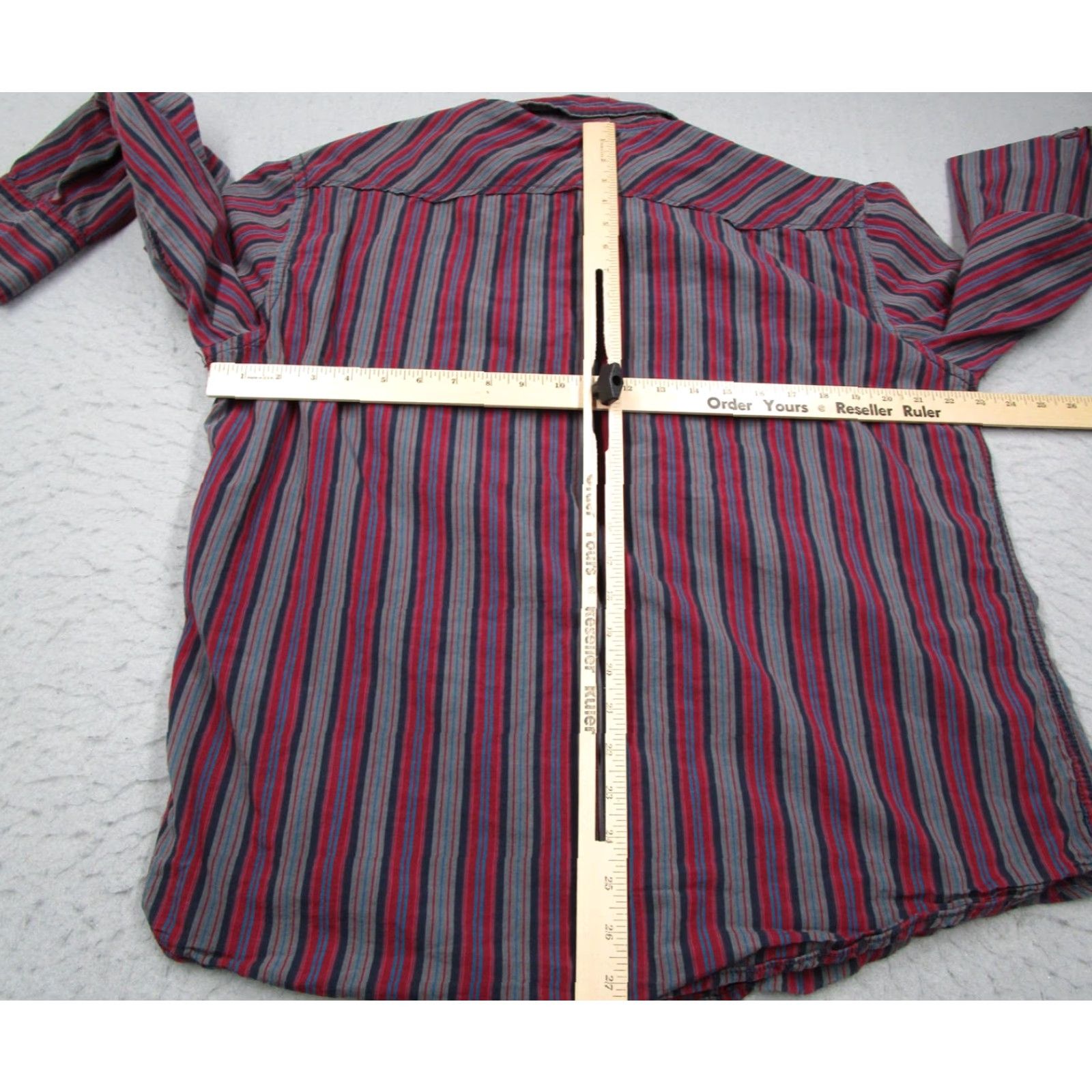Levi's VINTAGE Levi's Shirt Mens XL Western Pearl Snap Pockets Striped Button-Up Red/Blue/Gray 100% Cotton Cowboy Western Mens Size US XL / EU 56 / 4 - 4 Thumbnail