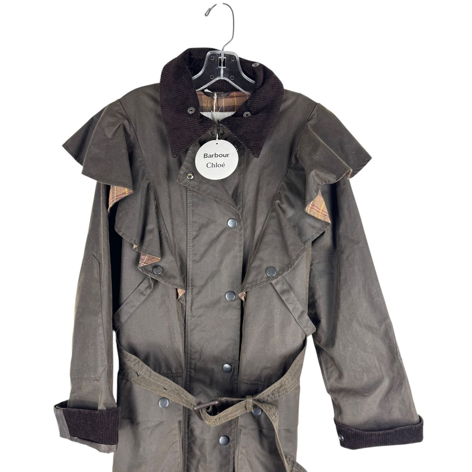 Chloe NEW Chloe X Barbour Dany Waxed Long Trench Coat Ruffles 12 Size XL / US 12-14 / IT 48-50 - 3 Thumbnail