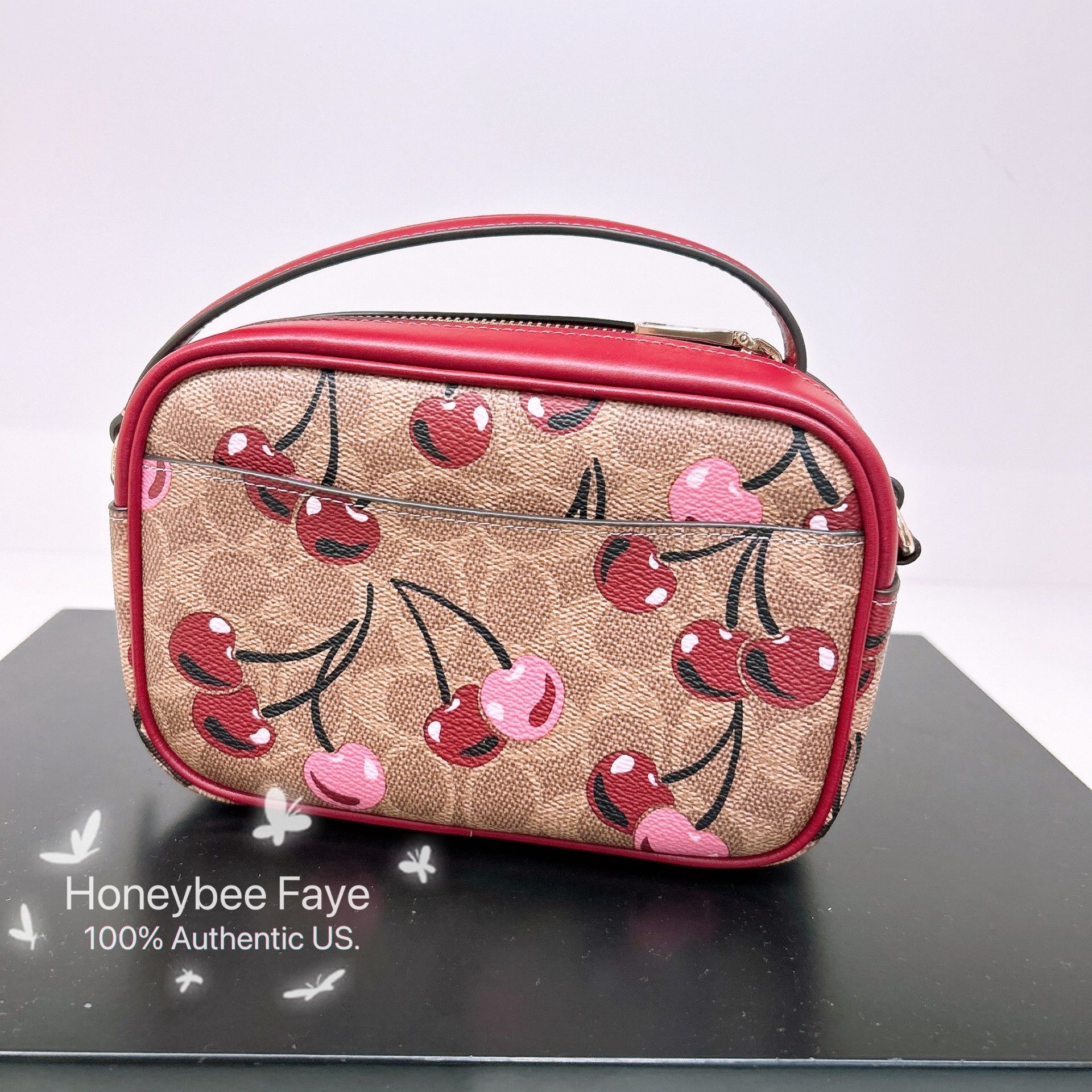 Coach 🍒 Mini Jamie Camera Bag In Signature Canvas Cherry CAB03 Size ONE SIZE - 4 Thumbnail