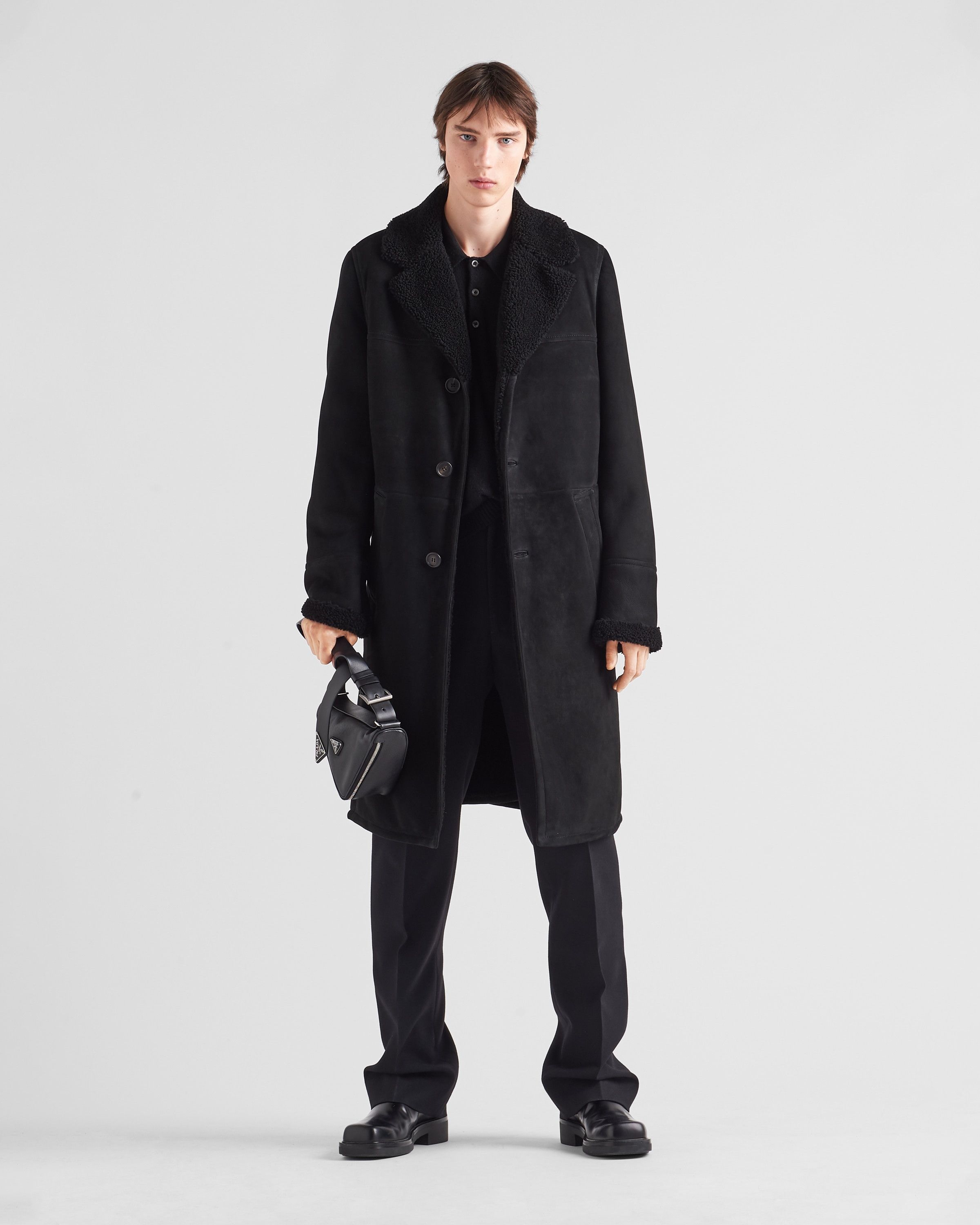Prada o1bcso1str1025 Montone Old Shearling Coat in Navy Size US M / EU 48-50 / 2 - 2 Thumbnail