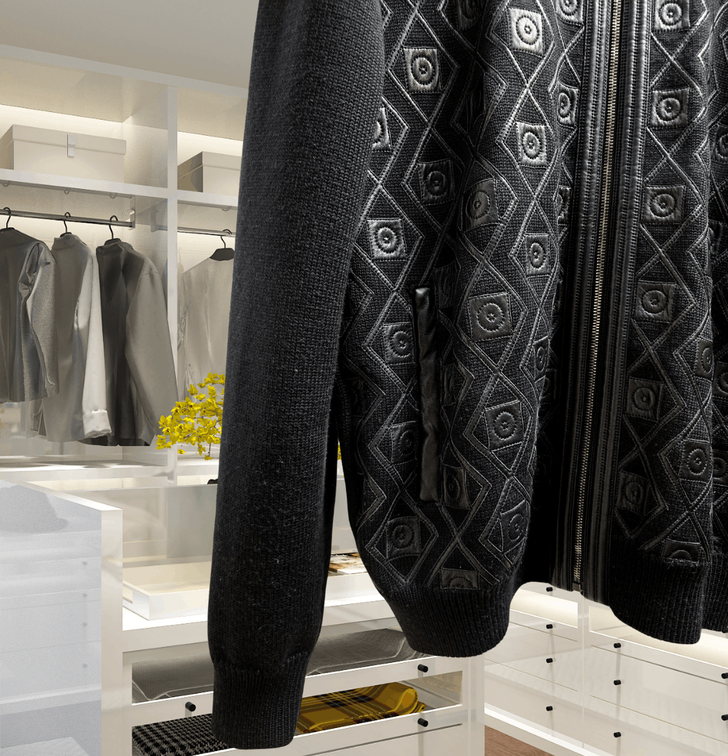 Versace $1950 Versace Wool and Leather Black Cardigan. IT54 Size US L / EU 52-54 / 3 - 8 Thumbnail