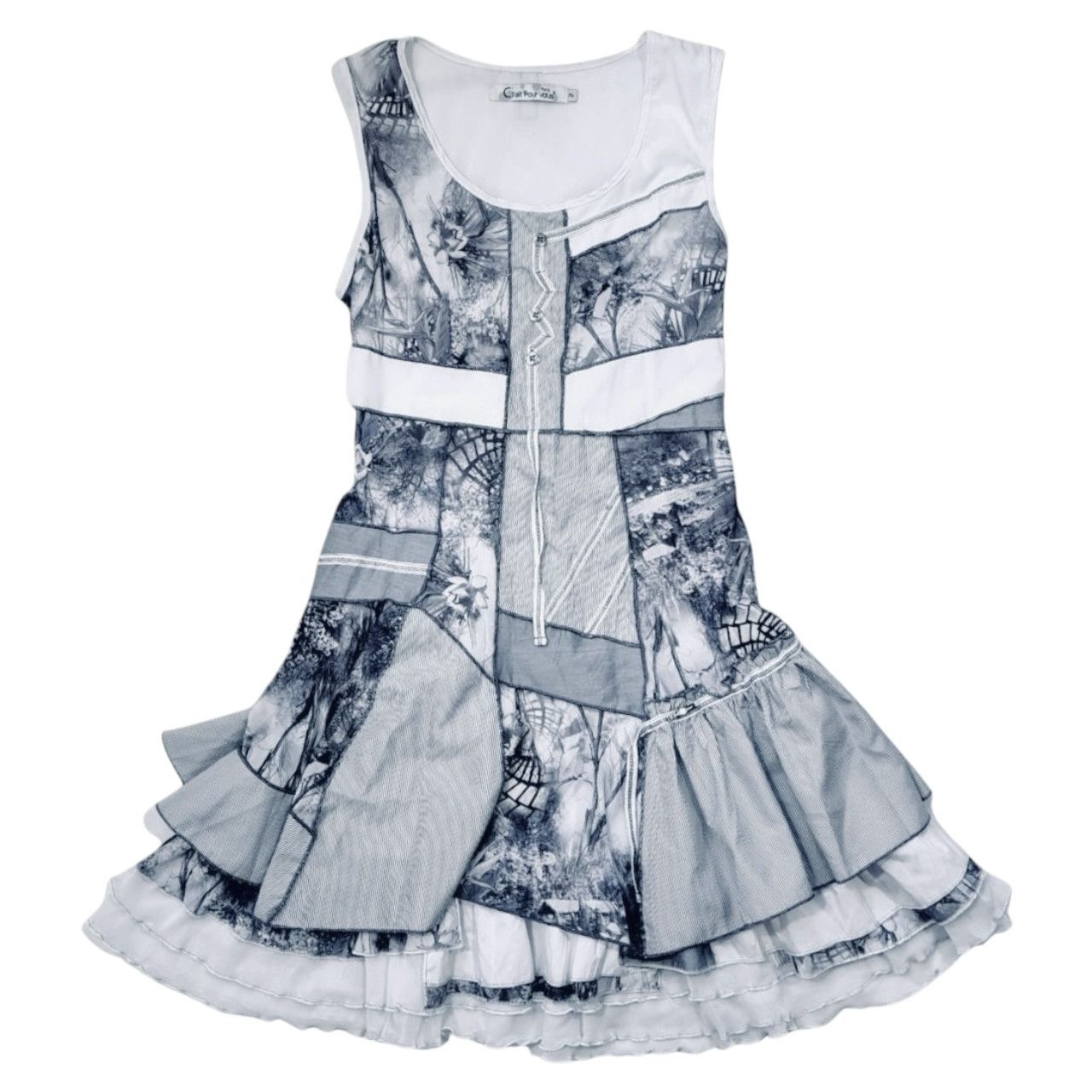 Designer × Vintage Iconic French Vintage Patchwork Mesh Dress Size M / US 6-8 / IT 42-44 - 6 Thumbnail