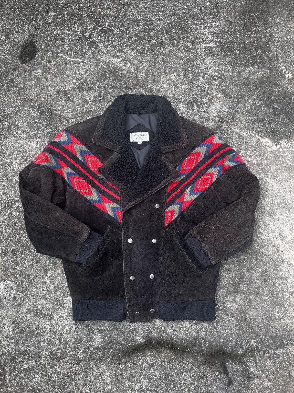 Larry Mahan Western Leather Rodeo Jacket Vintage Suede Black & Red Small Size US S / EU 44-46 / 1 - 1 Thumbnail